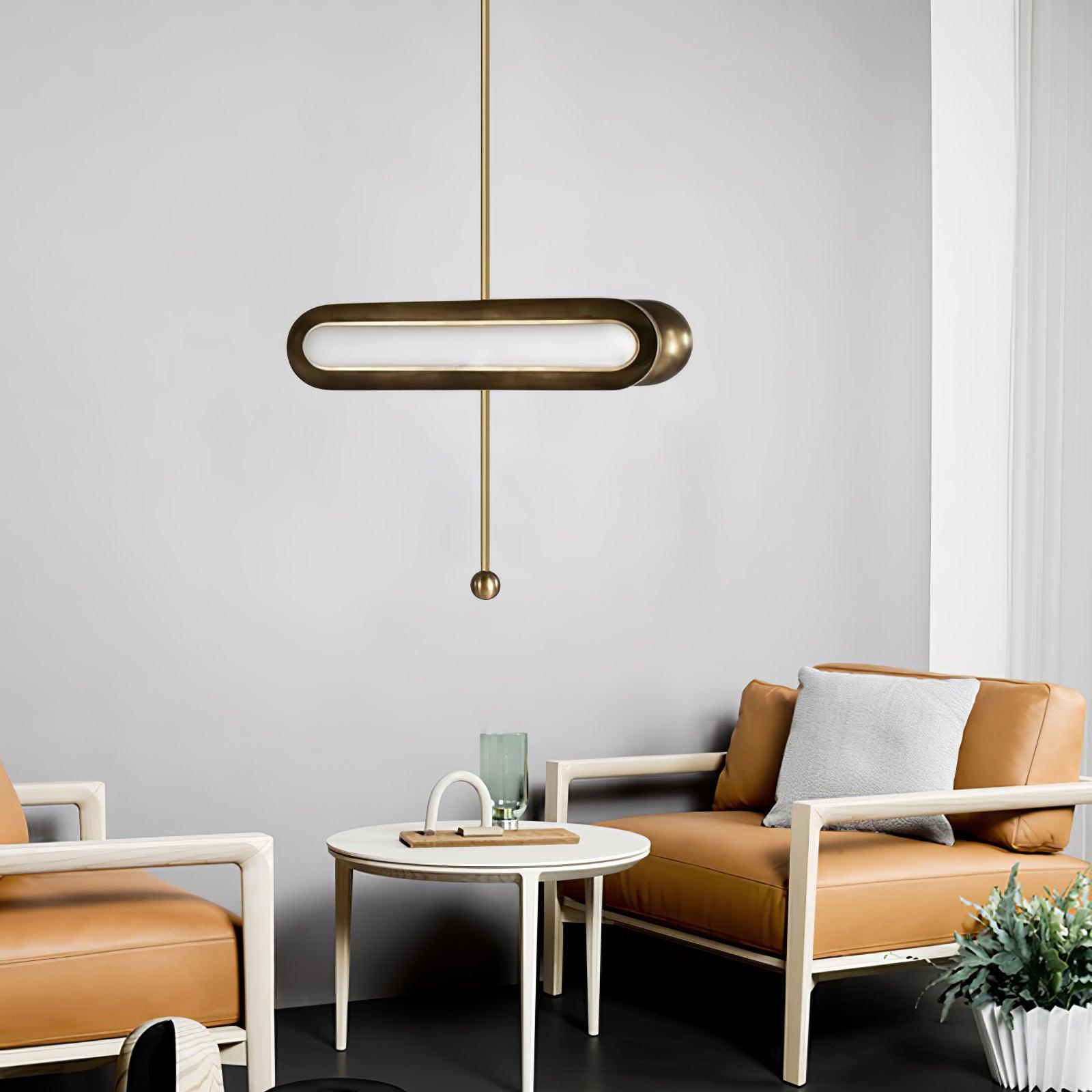 Lyvinaris Geometric Brass Linear Pendant Light - Lamp Outdoor