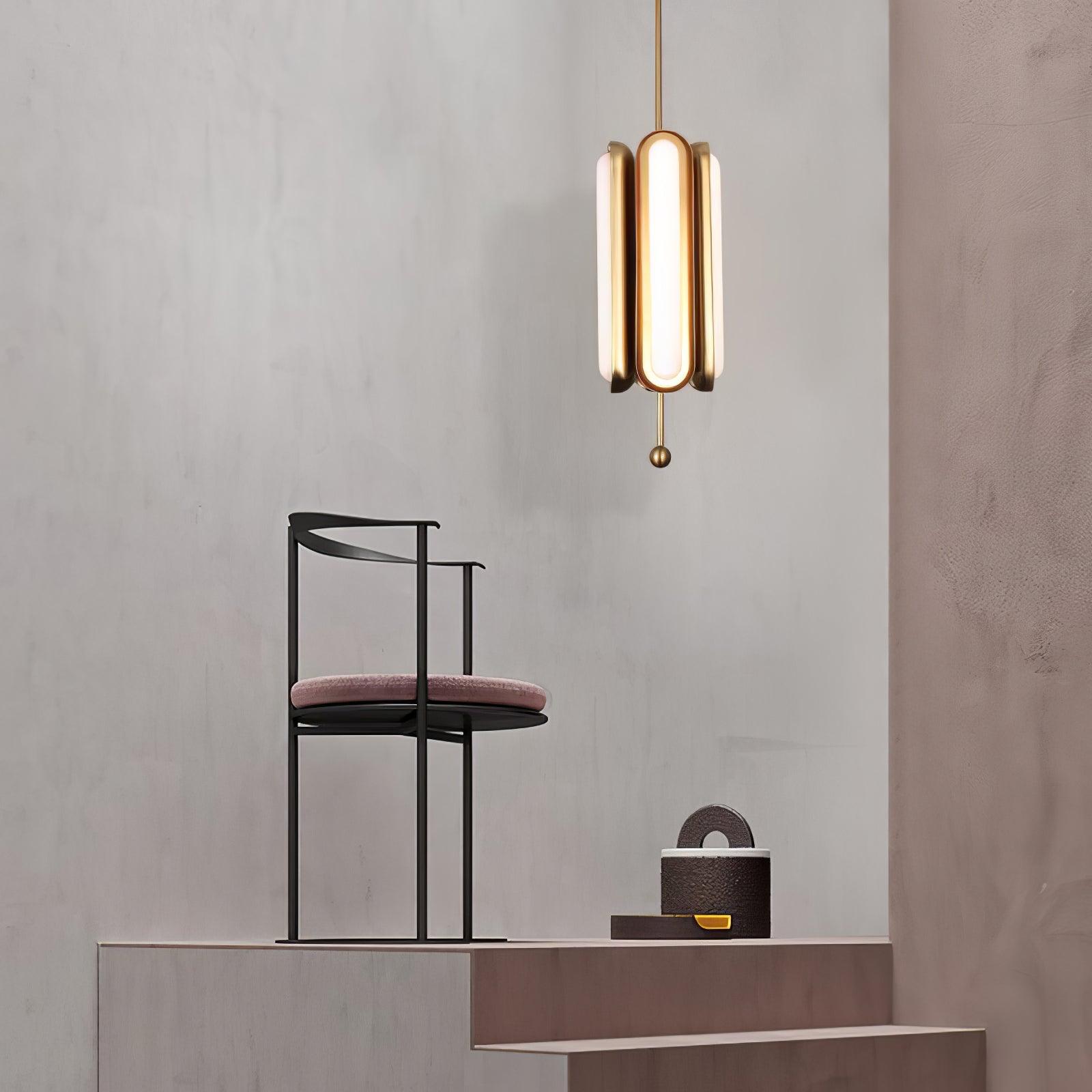 Lyvinaris Geometric Brass Linear Pendant Light - Lamp Outdoor