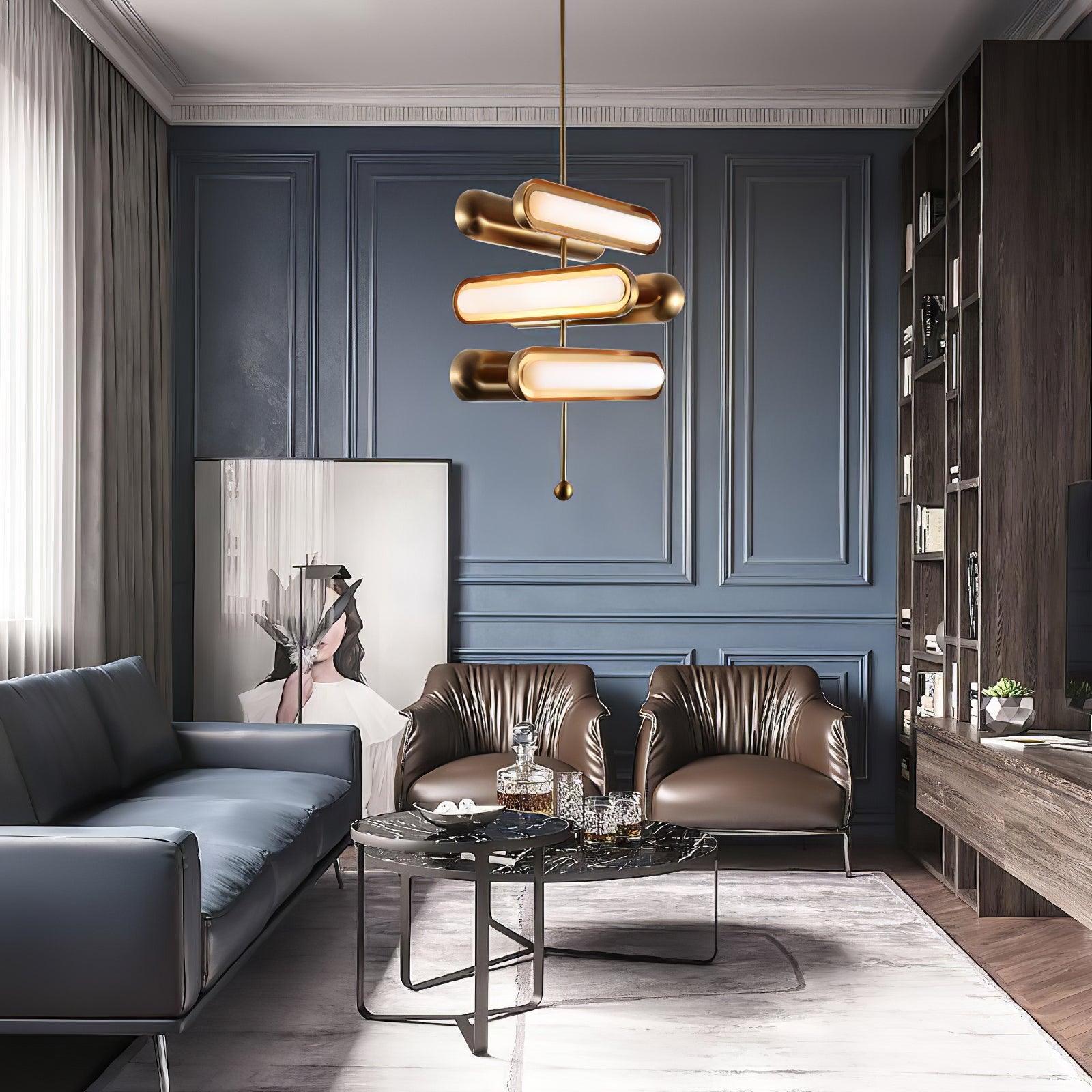 Lyvinaris Geometric Brass Linear Pendant Light - Lamp Outdoor