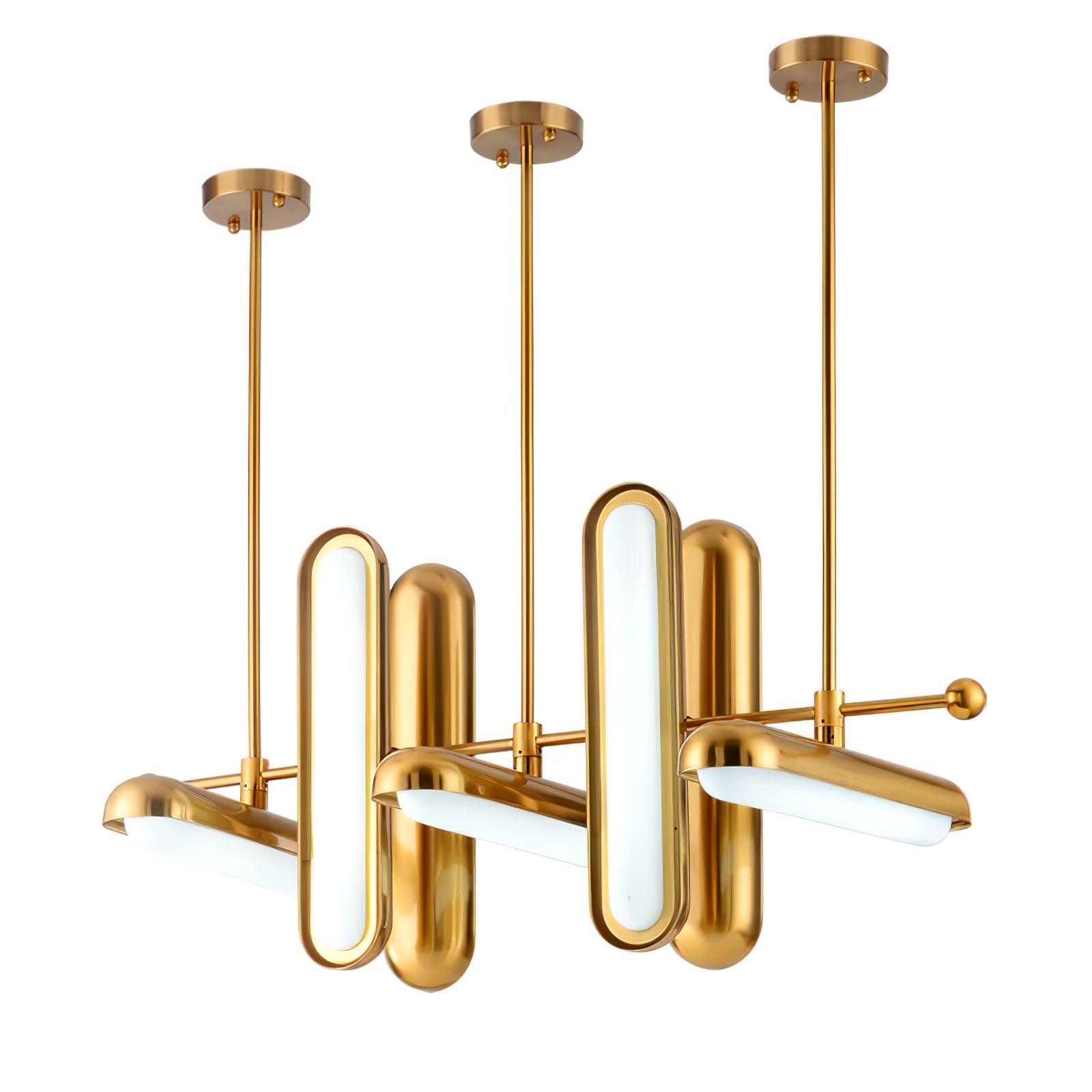 Lyvinaris Geometric Brass Linear Pendant Light - Lamp Outdoor