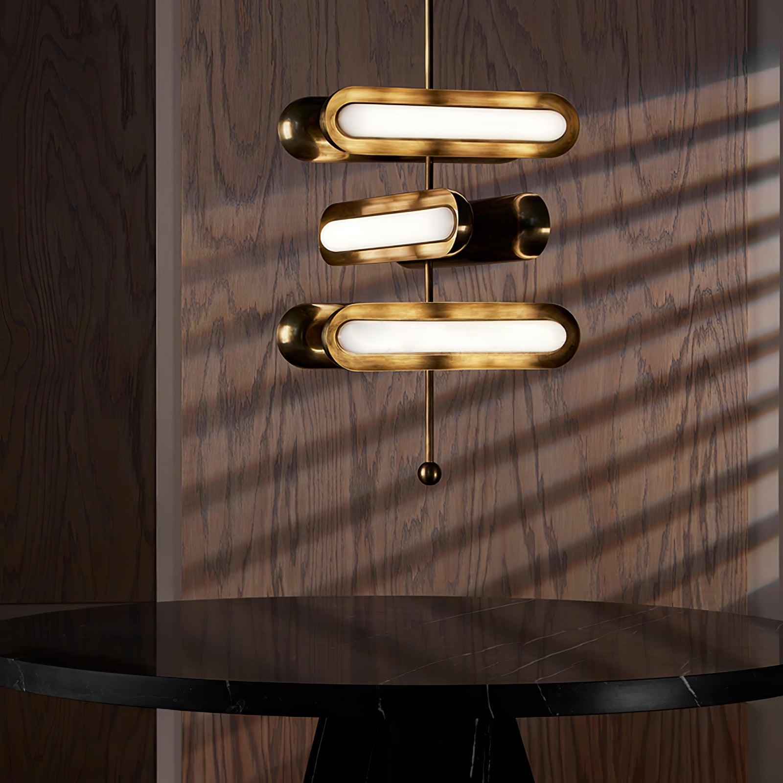 Lyvinaris Geometric Brass Linear Pendant Light - Lamp Outdoor