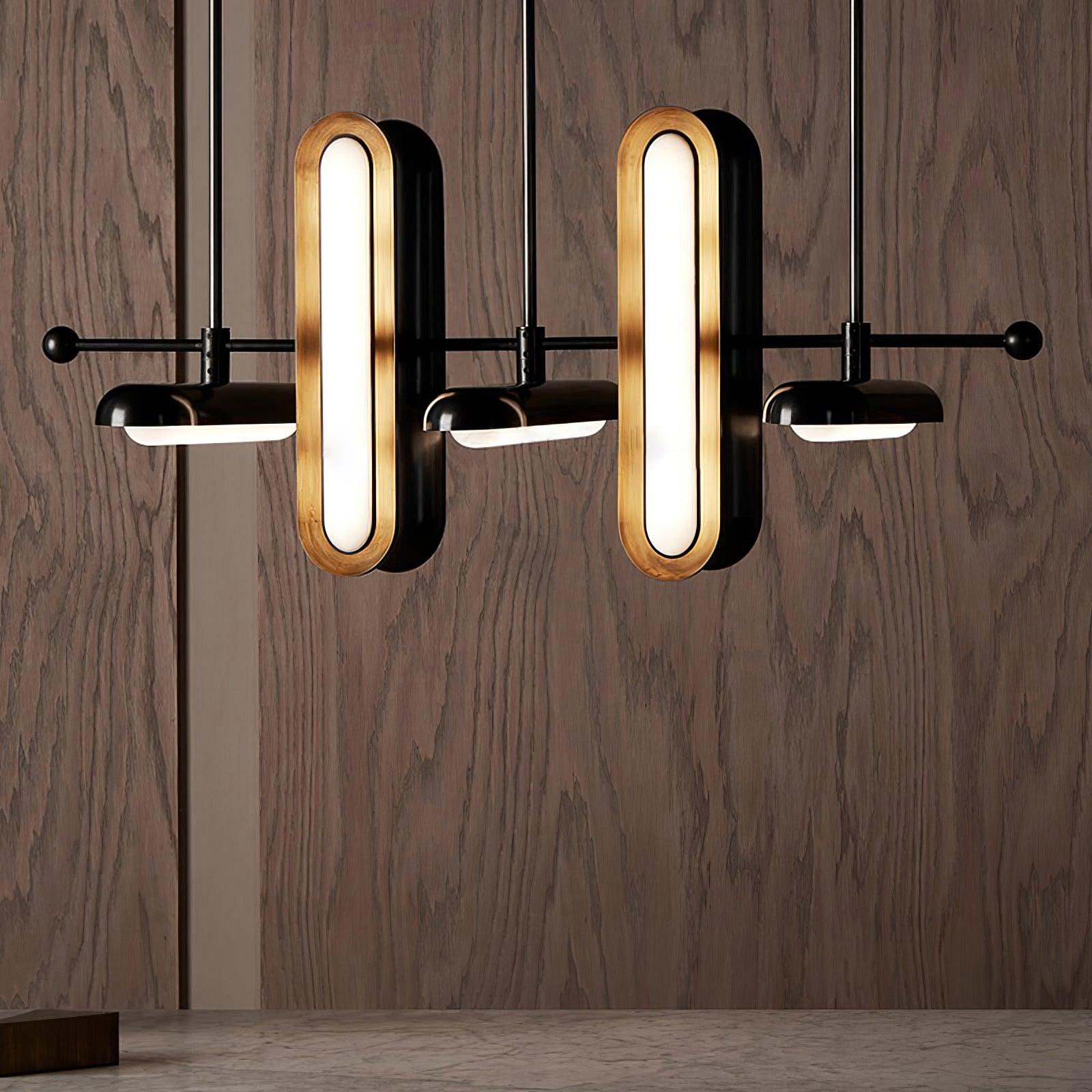 Lyvinaris Geometric Brass Linear Pendant Light - Lamp Outdoor