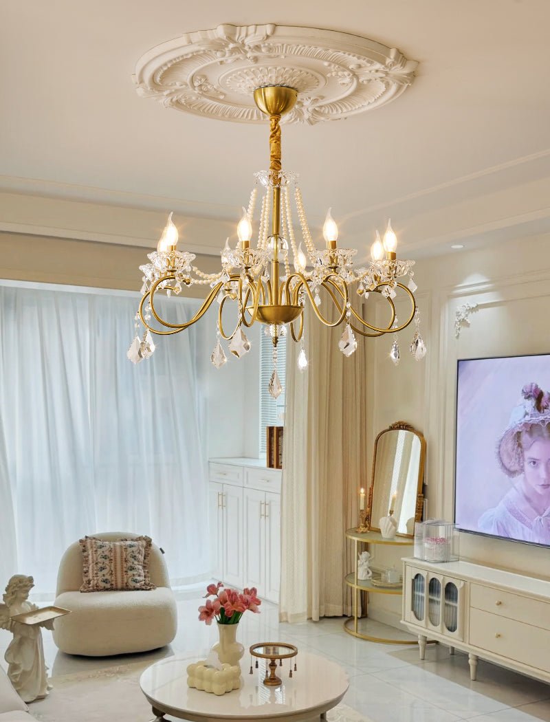 Opulent Pearl Crystal Chandelier - Lamp Outdoor