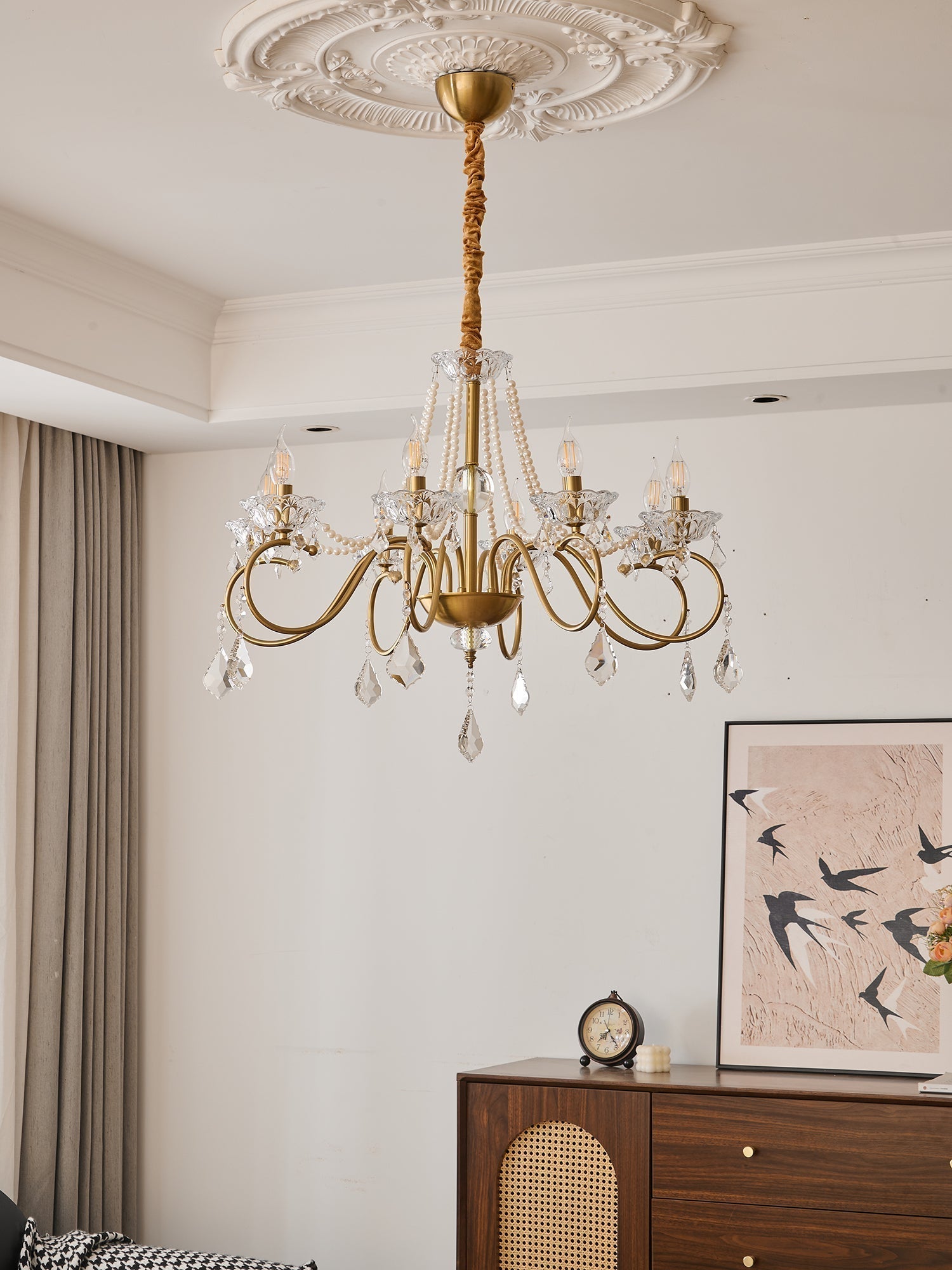 Opulent Pearl Crystal Chandelier - Lamp Outdoor
