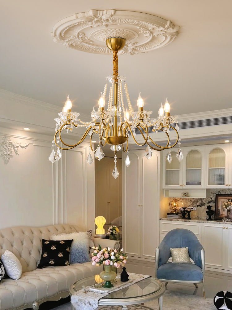 Opulent Pearl Crystal Chandelier - Lamp Outdoor