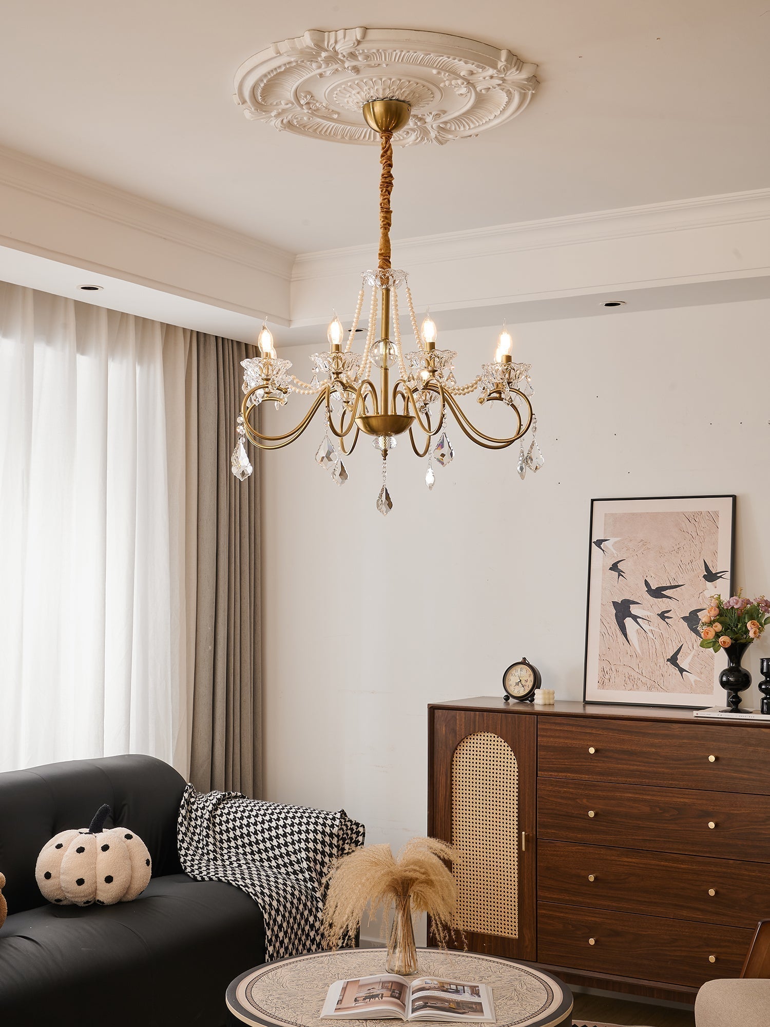 Opulent Pearl Crystal Chandelier - Lamp Outdoor