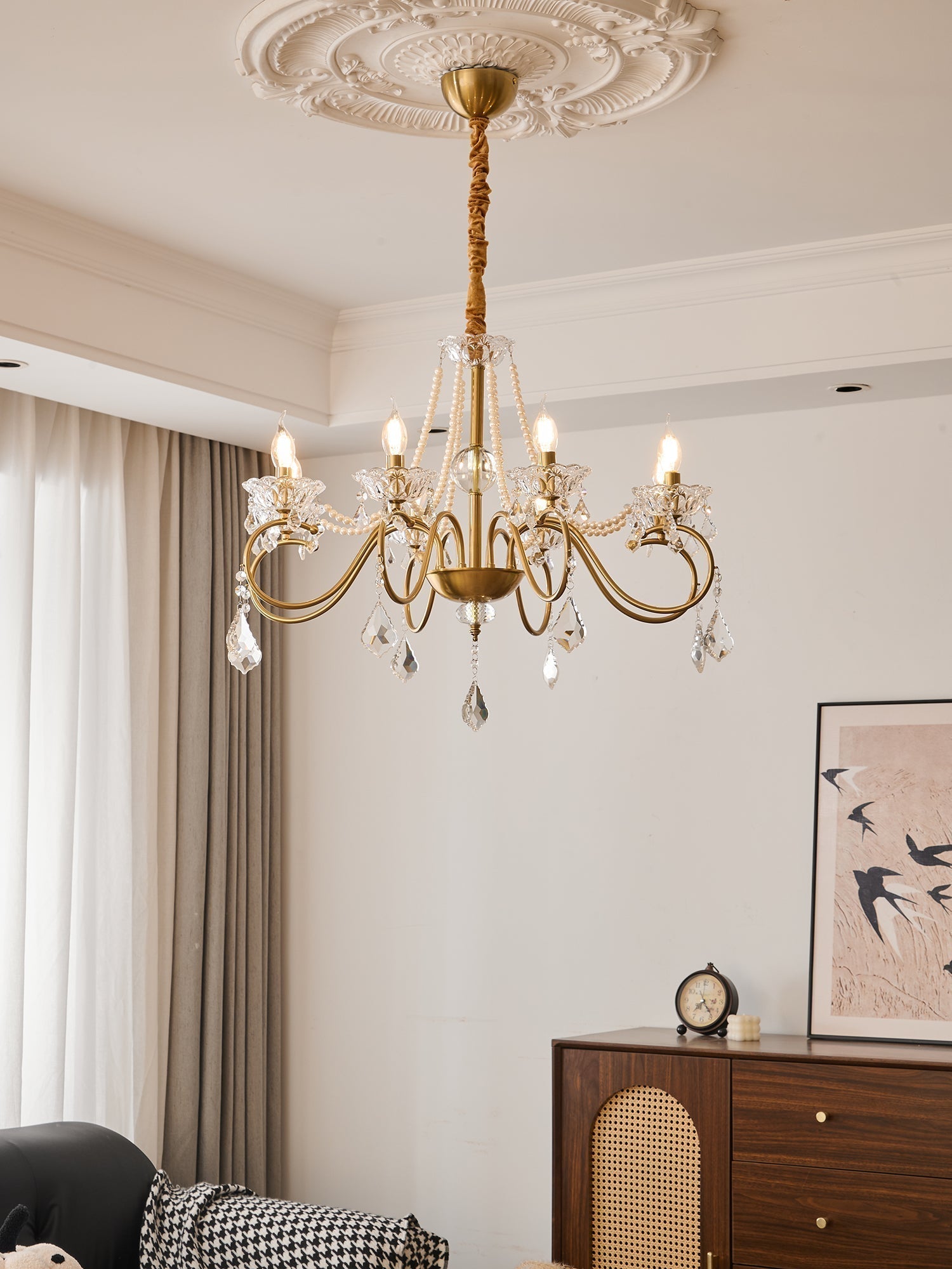 Opulent Pearl Crystal Chandelier - Lamp Outdoor