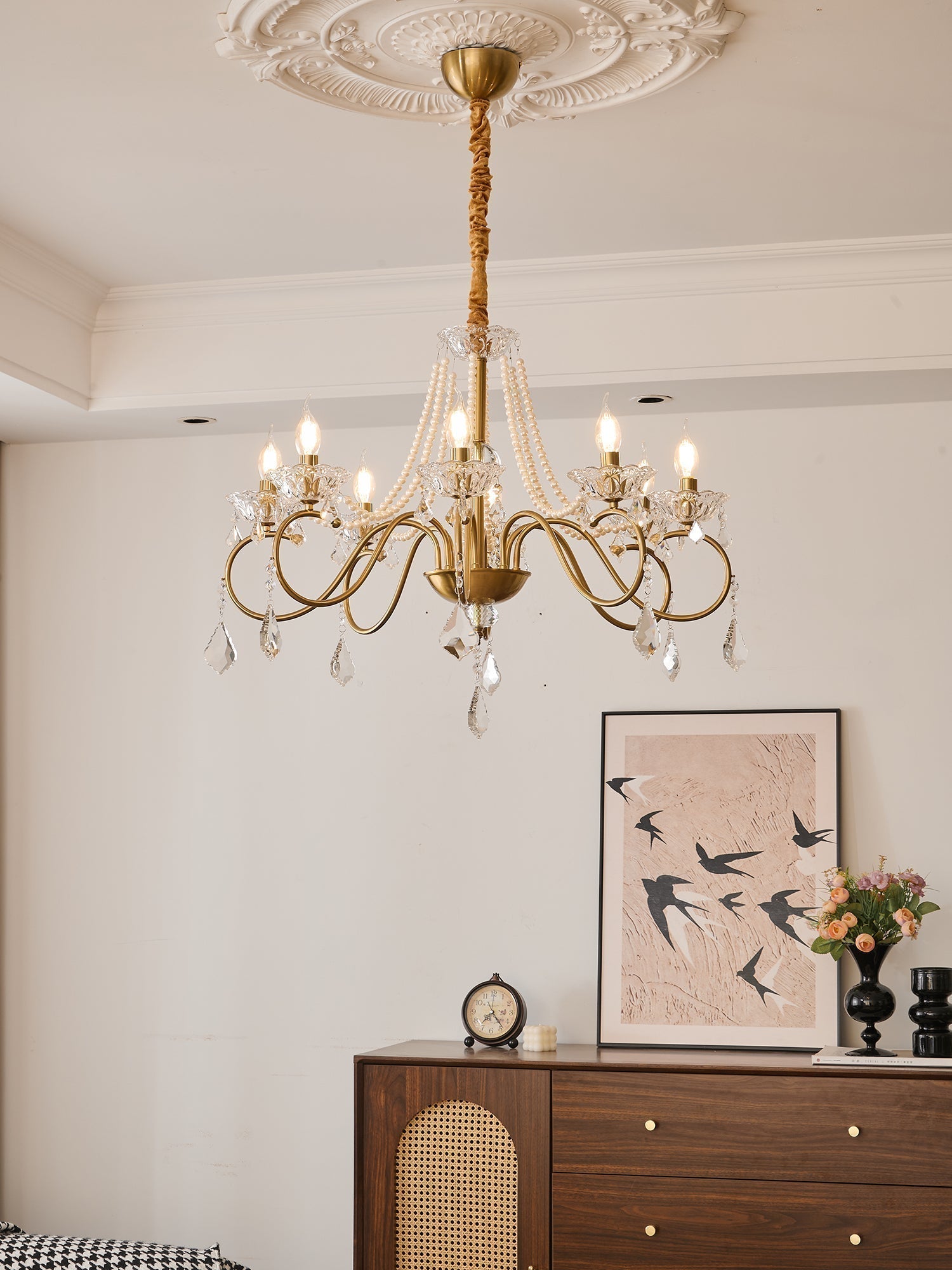 Opulent Pearl Crystal Chandelier - Lamp Outdoor