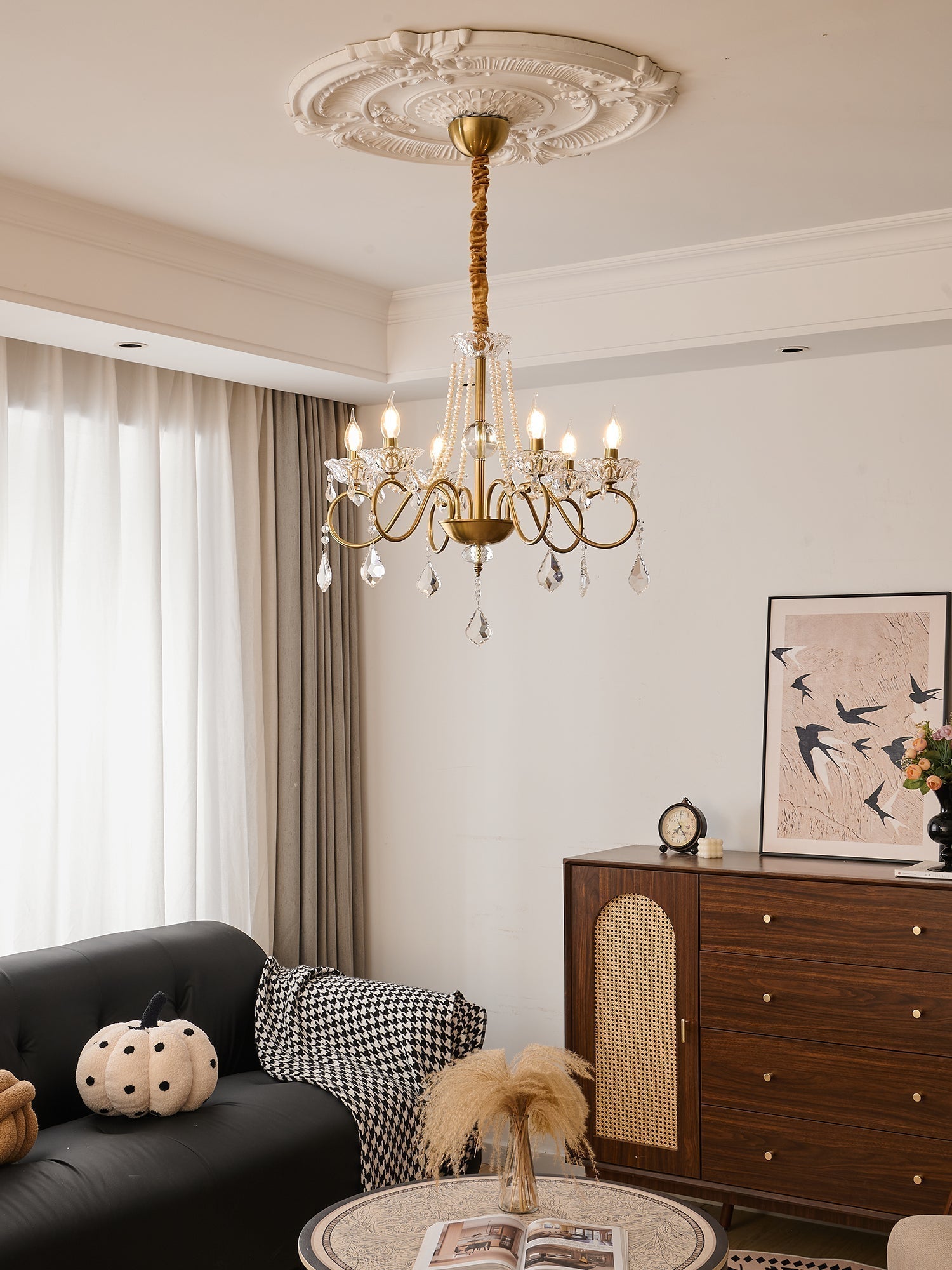 Opulent Pearl Crystal Chandelier - Lamp Outdoor