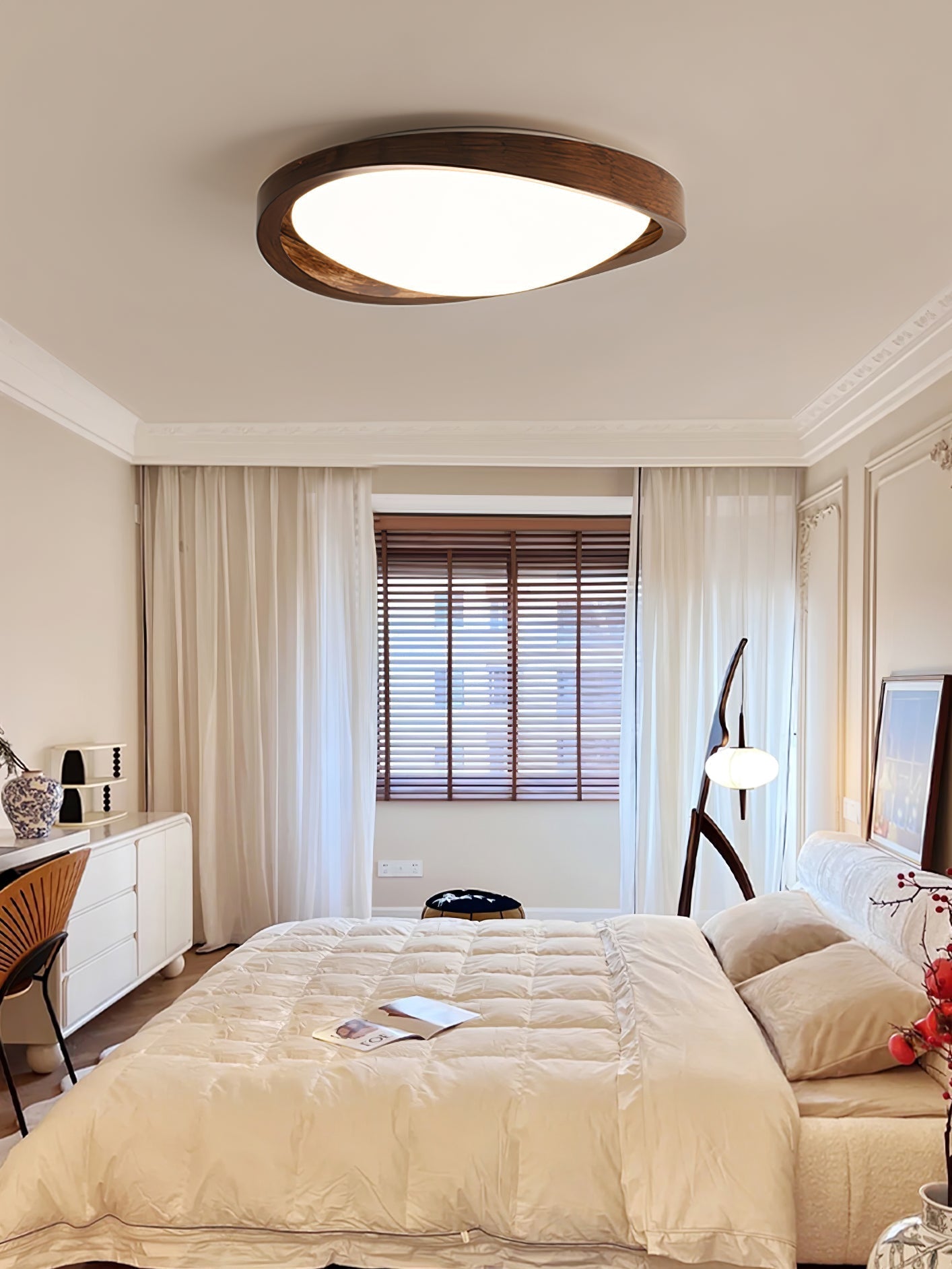 Walnut Curved Edge Ceiling Light - Lamp Outdoor