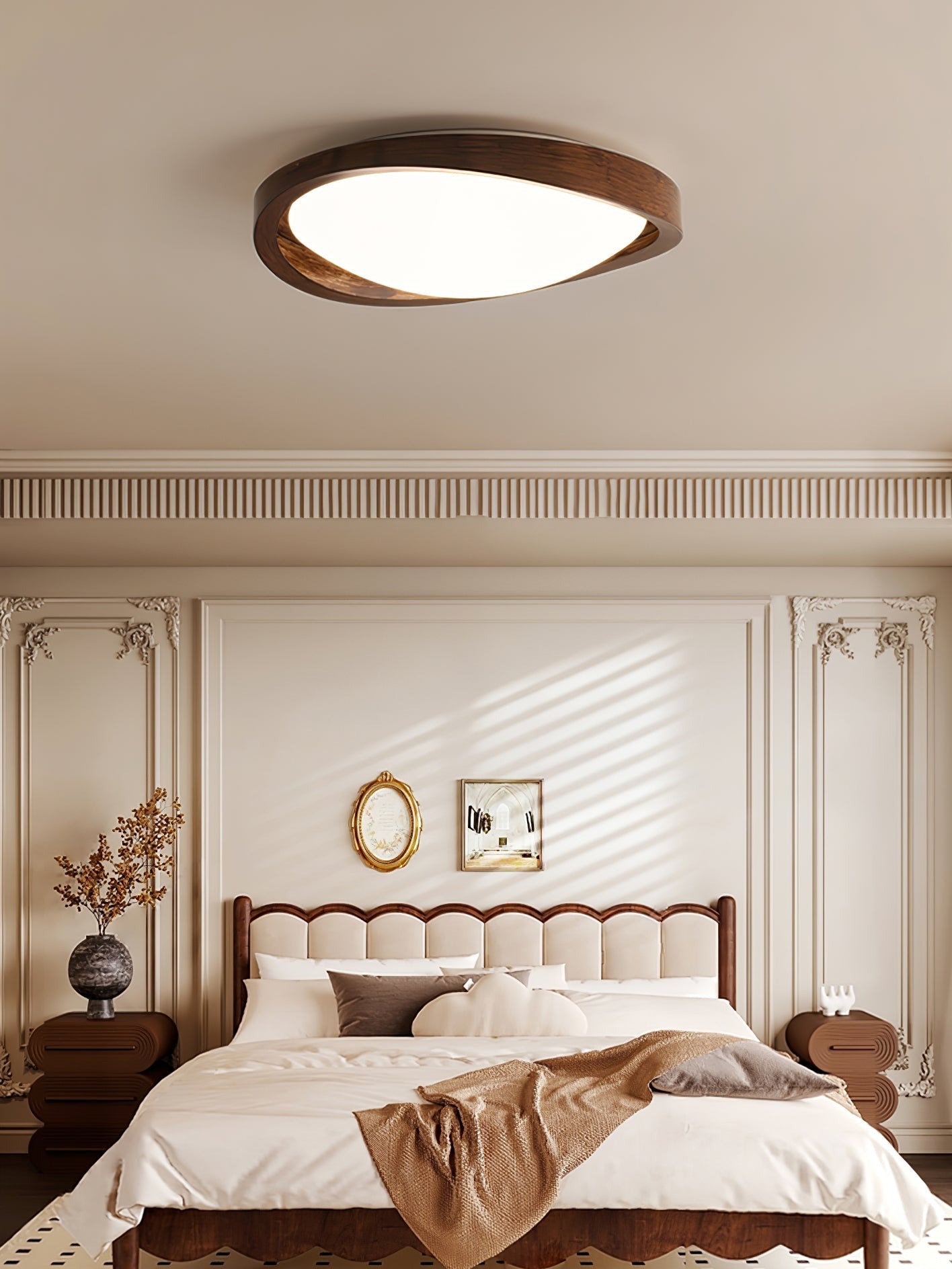 Walnut Curved Edge Ceiling Light - Lamp Outdoor