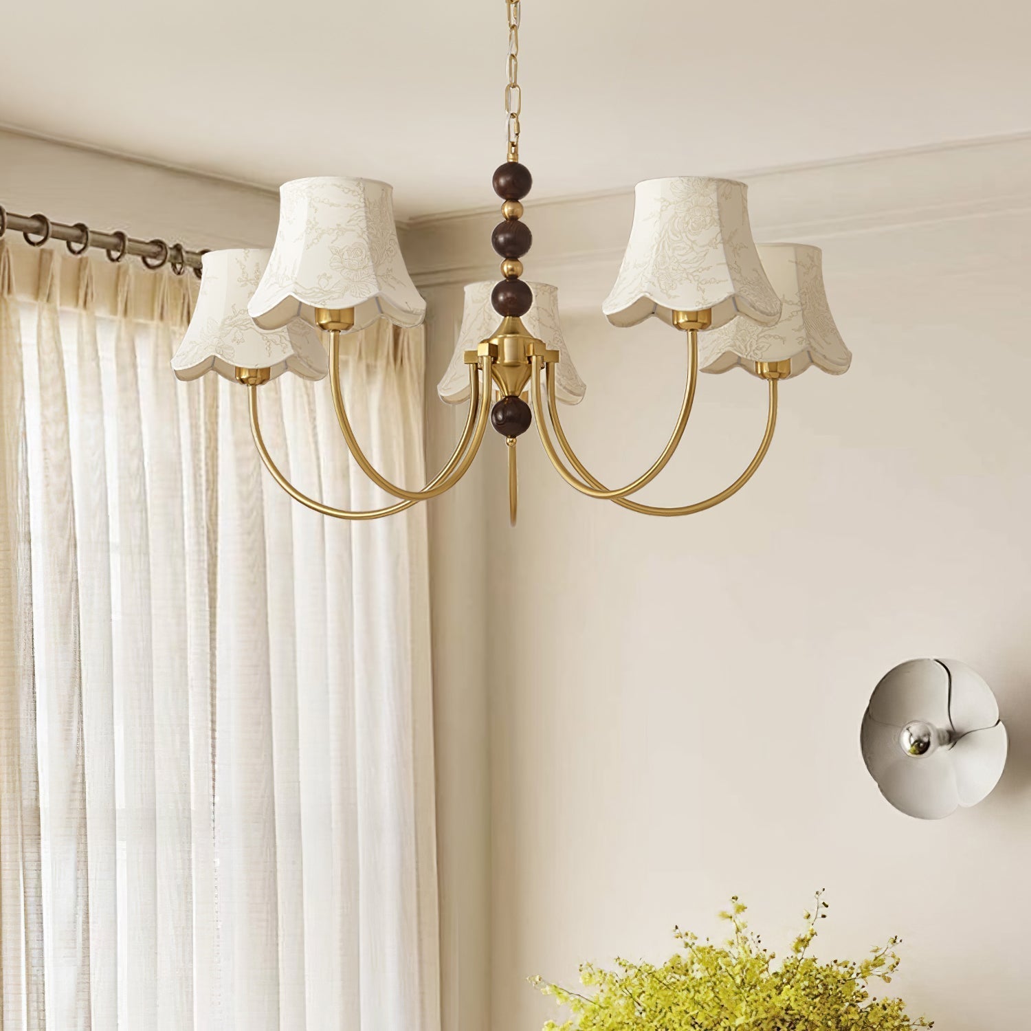 Orchid Chandelier Fabric Golden - Lamp Outdoor