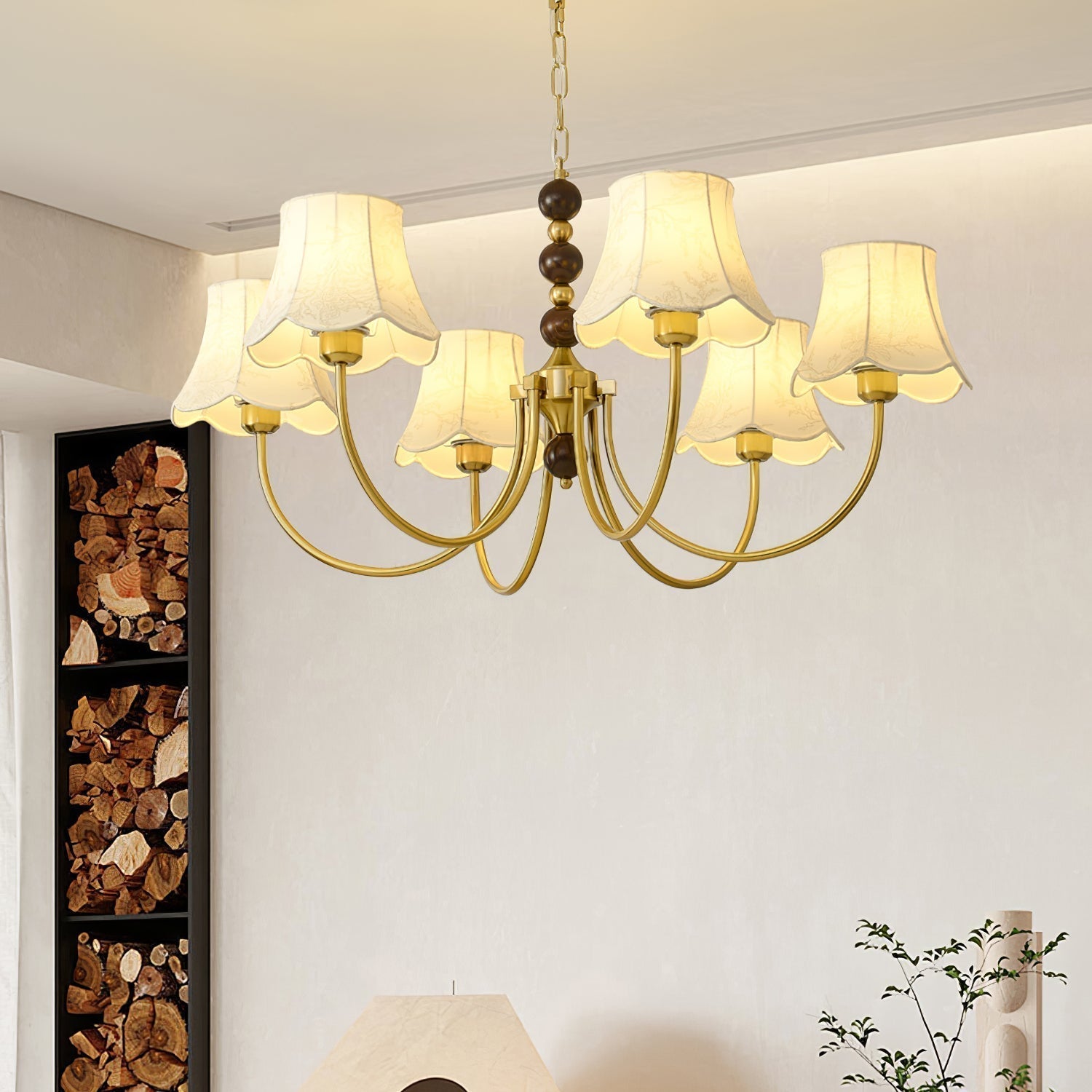 Orchid Chandelier Fabric Golden - Lamp Outdoor