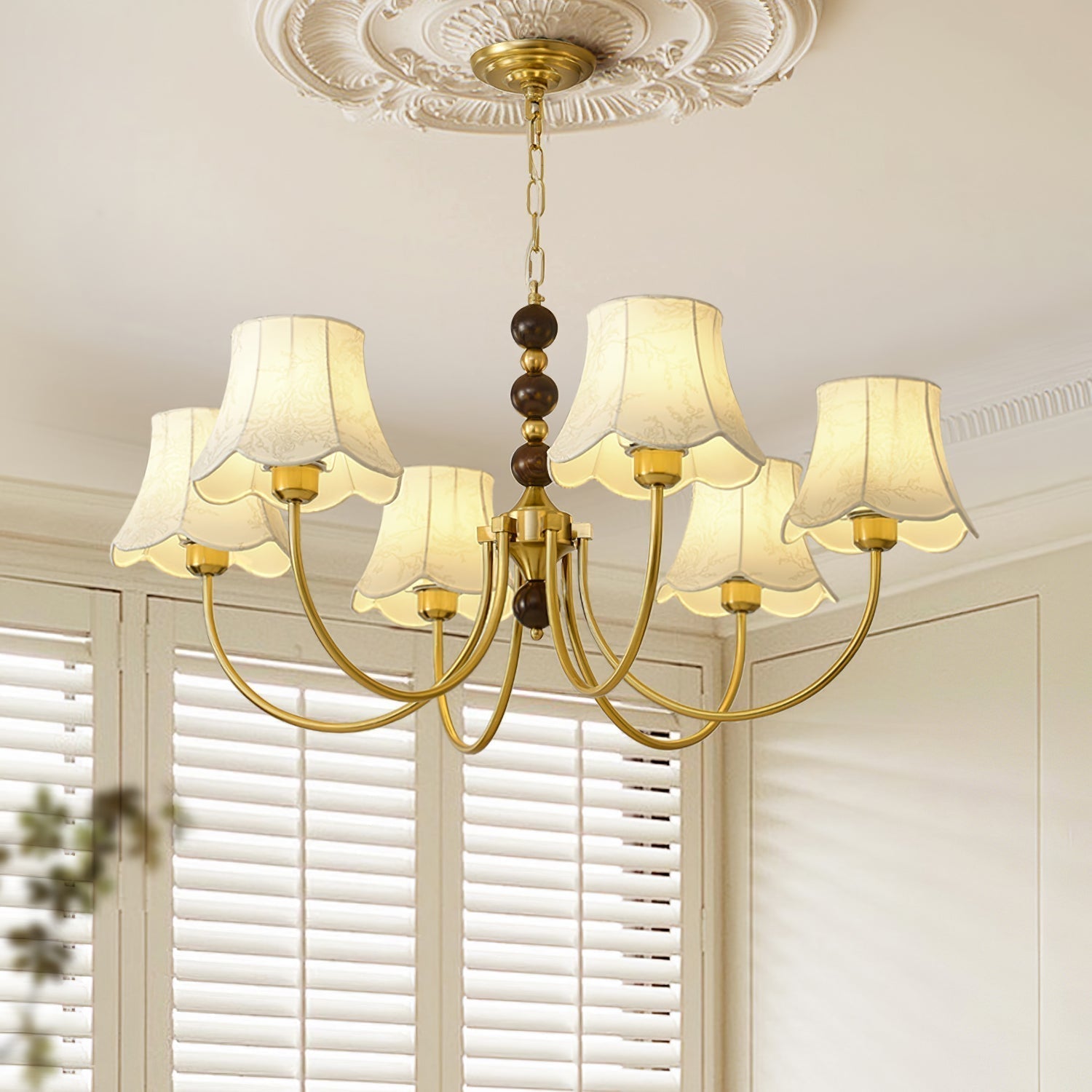 Orchid Chandelier Fabric Golden - Lamp Outdoor