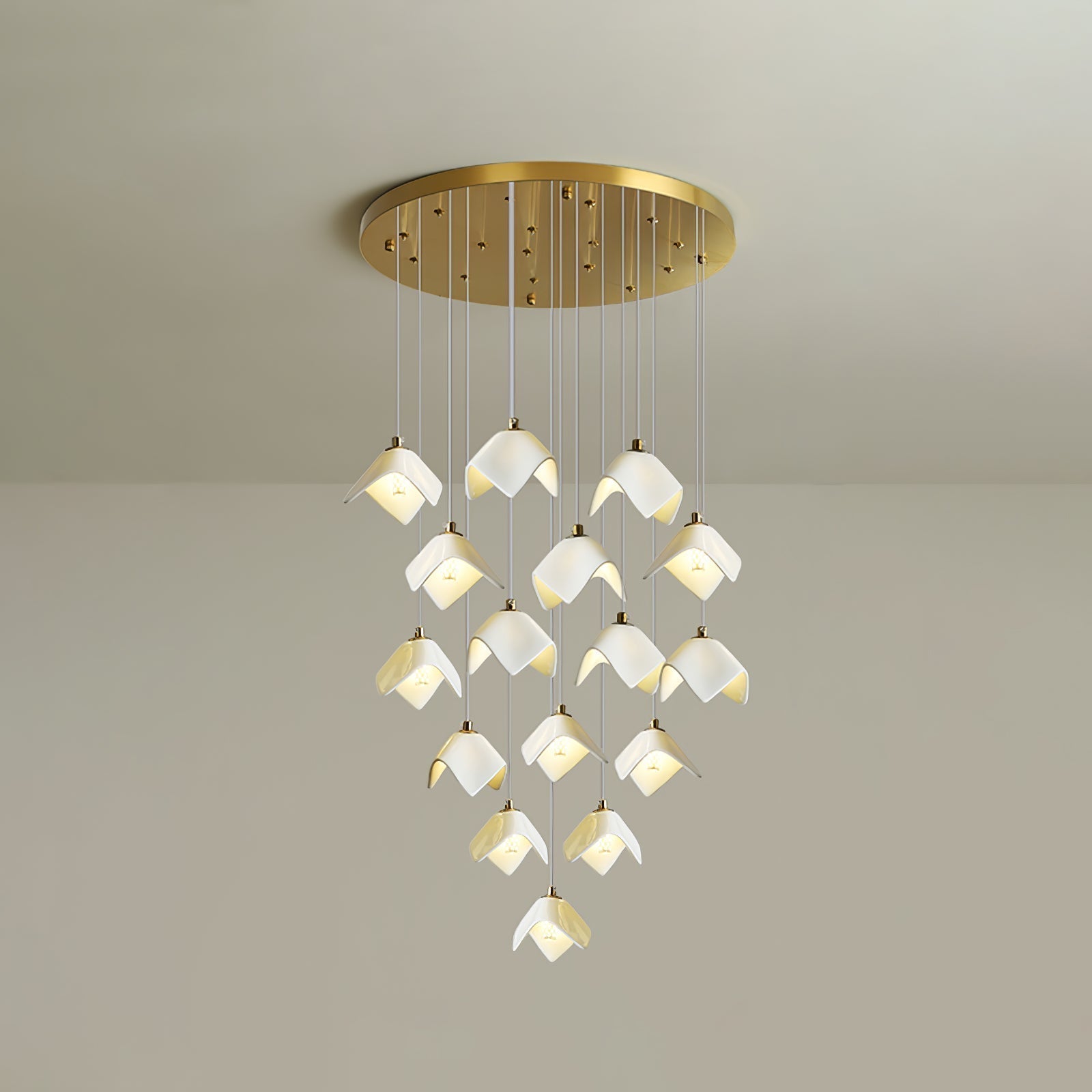 Cithayra Geometric Glass Brass Chandelier - Lamp Outdoor