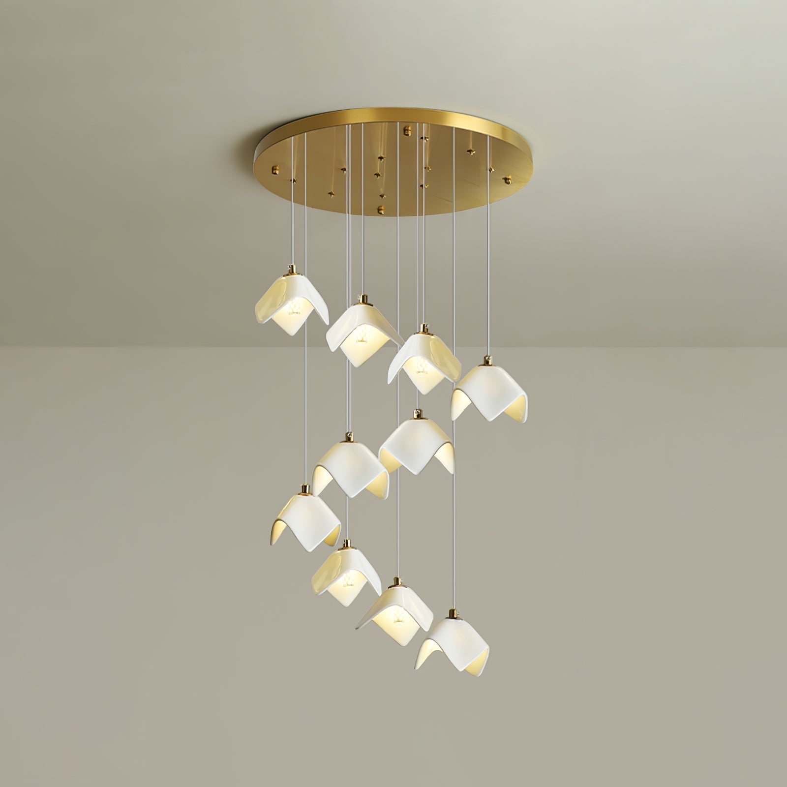 Cithayra Geometric Glass Brass Chandelier - Lamp Outdoor