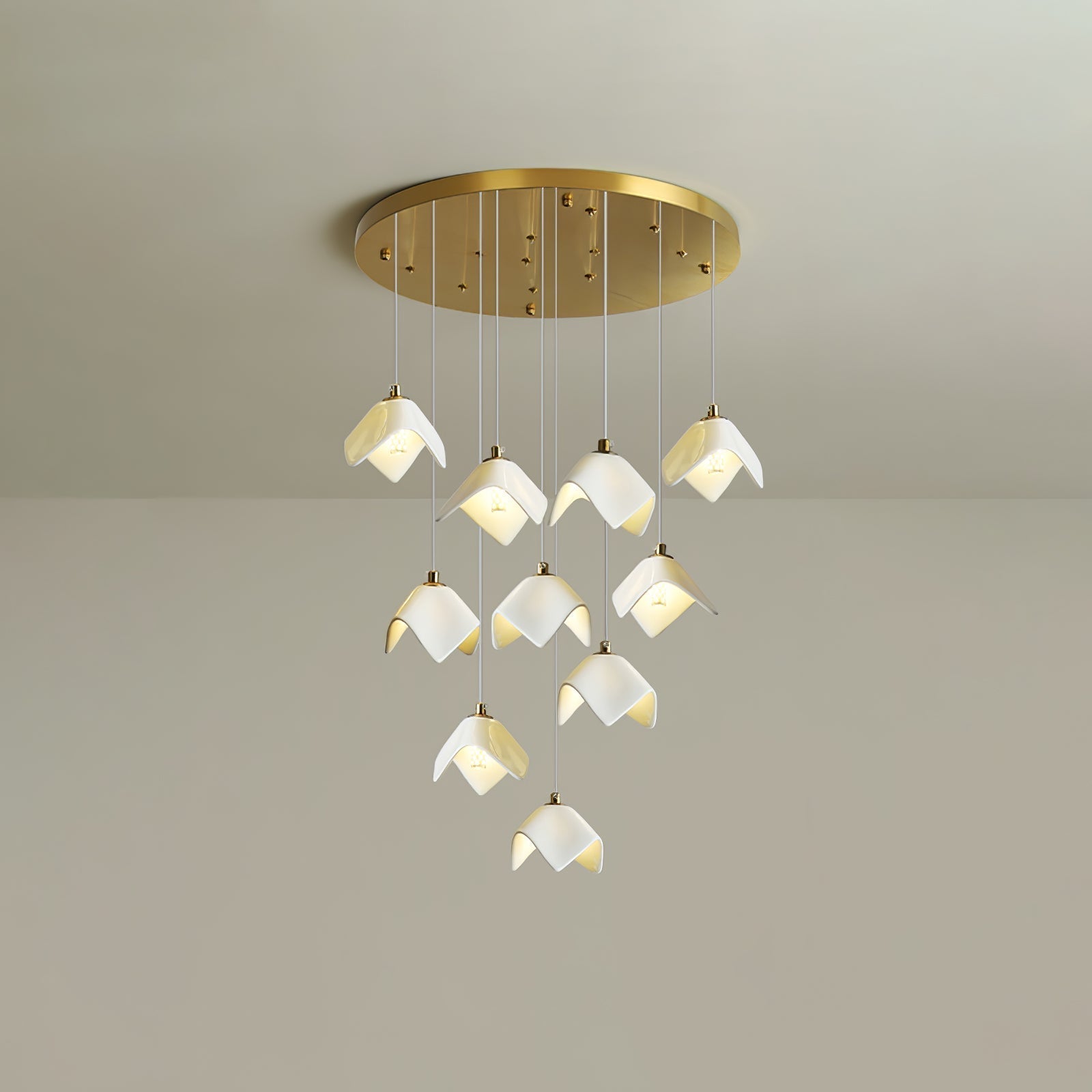Cithayra Geometric Glass Brass Chandelier - Lamp Outdoor