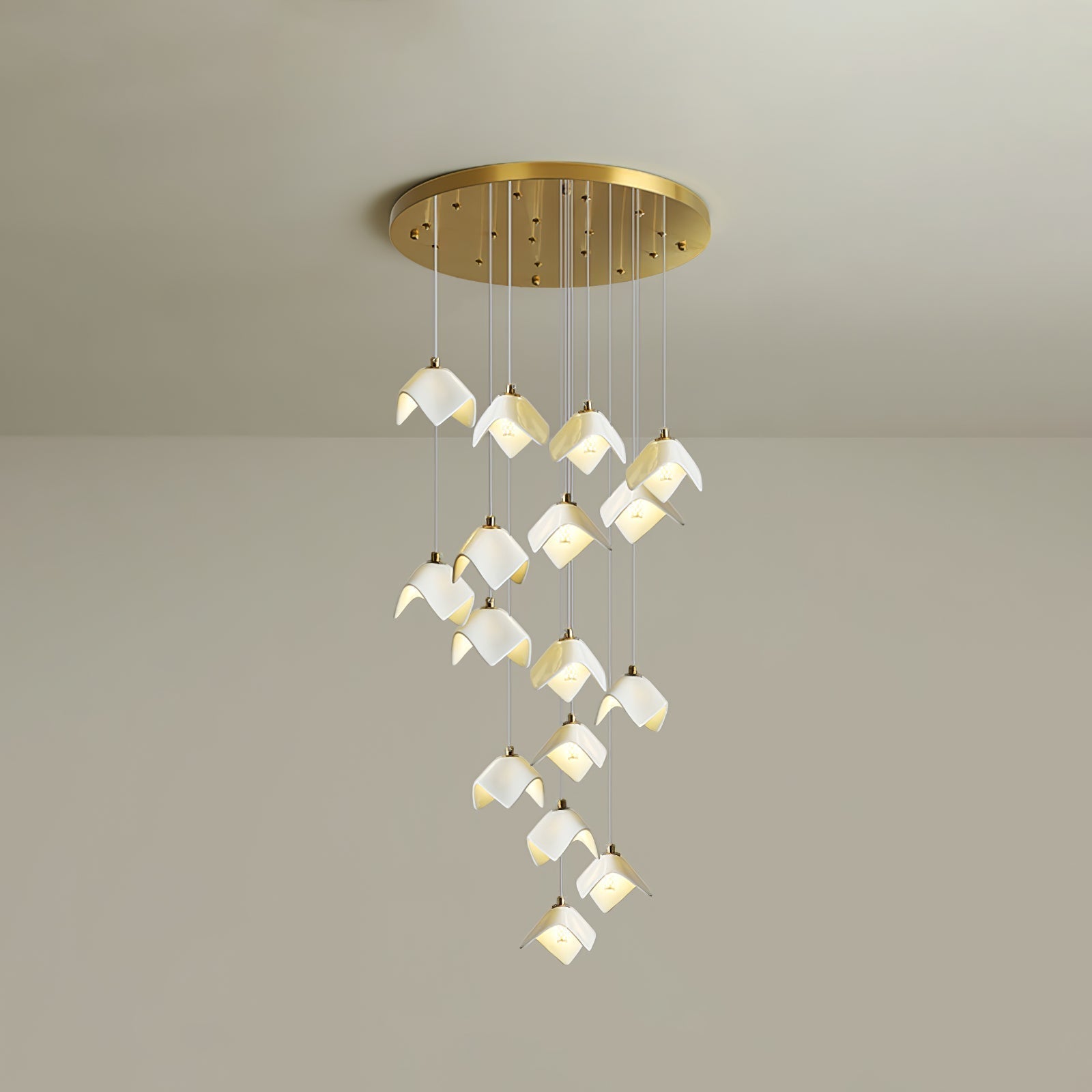 Cithayra Geometric Glass Brass Chandelier - Lamp Outdoor