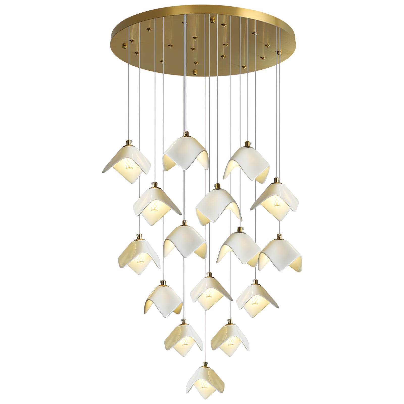 Cithayra Geometric Glass Brass Chandelier - Lamp Outdoor