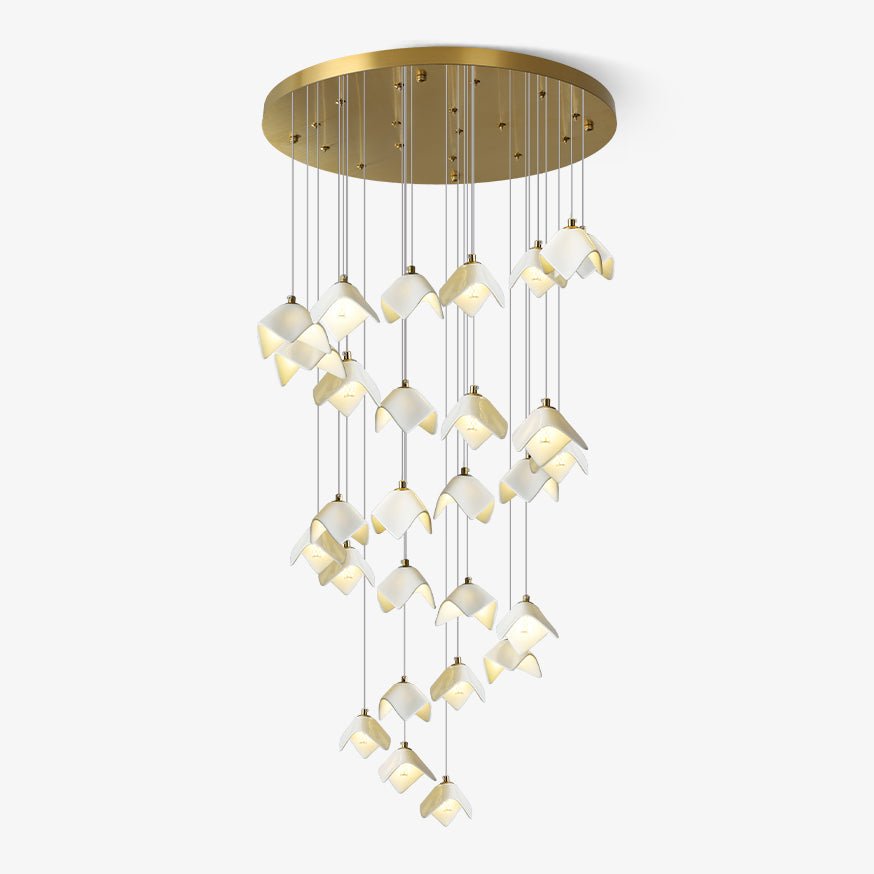 Cithayra Geometric Glass Brass Chandelier - Lamp Outdoor