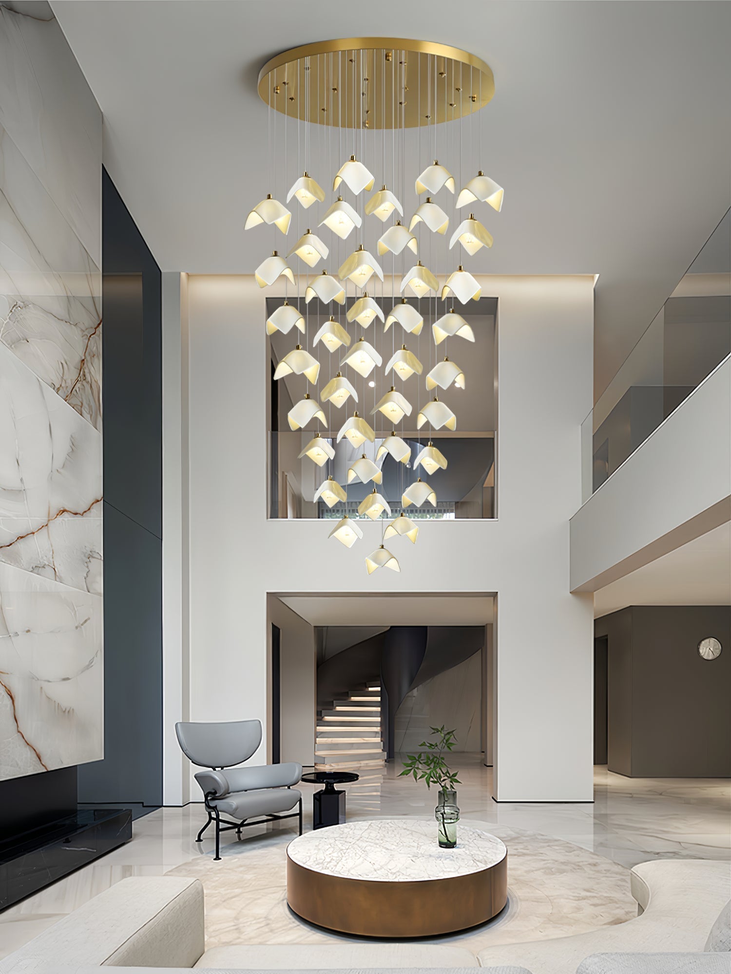 Cithayra Geometric Glass Brass Chandelier - Lamp Outdoor