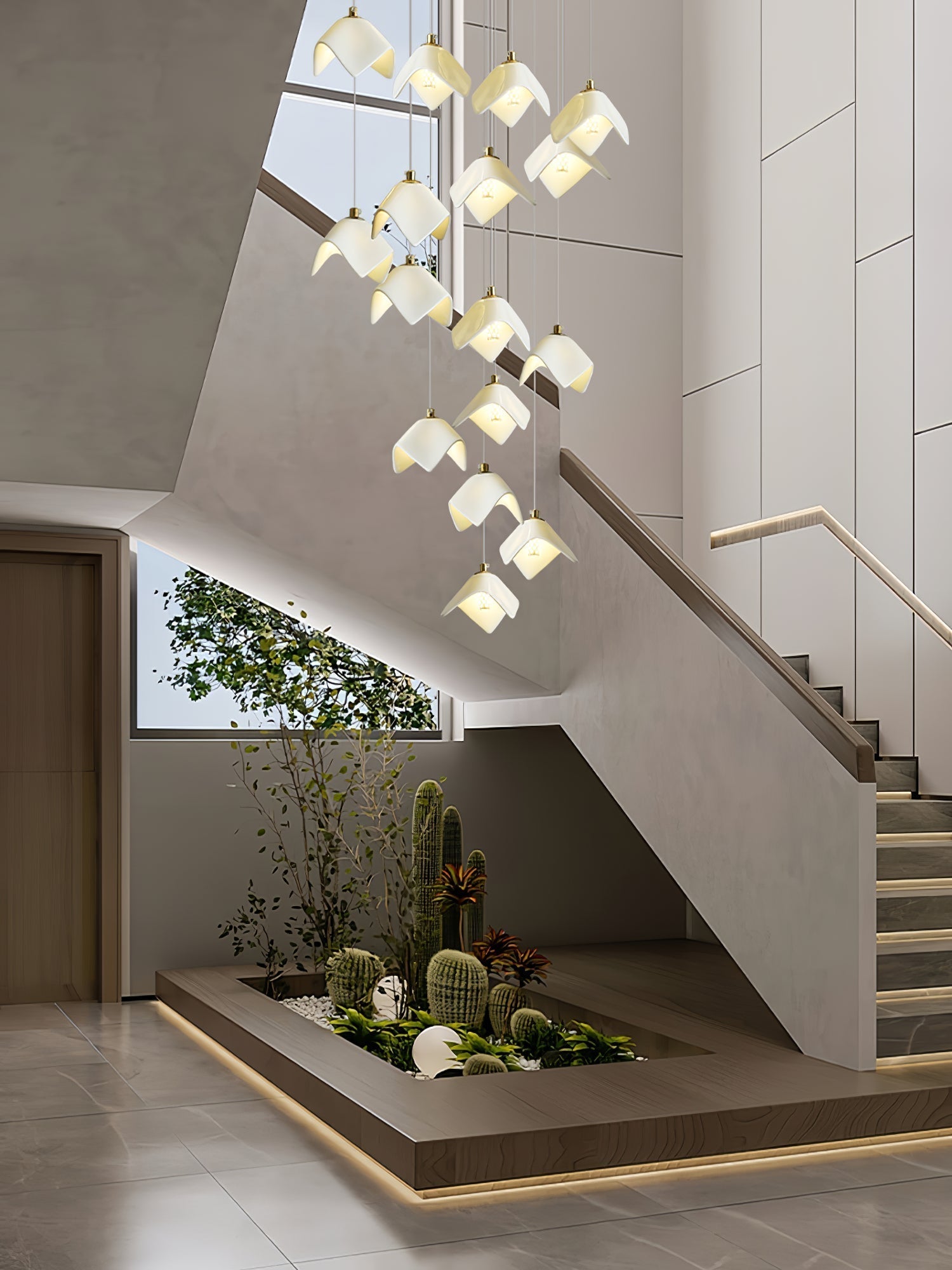 Cithayra Geometric Glass Brass Chandelier - Lamp Outdoor