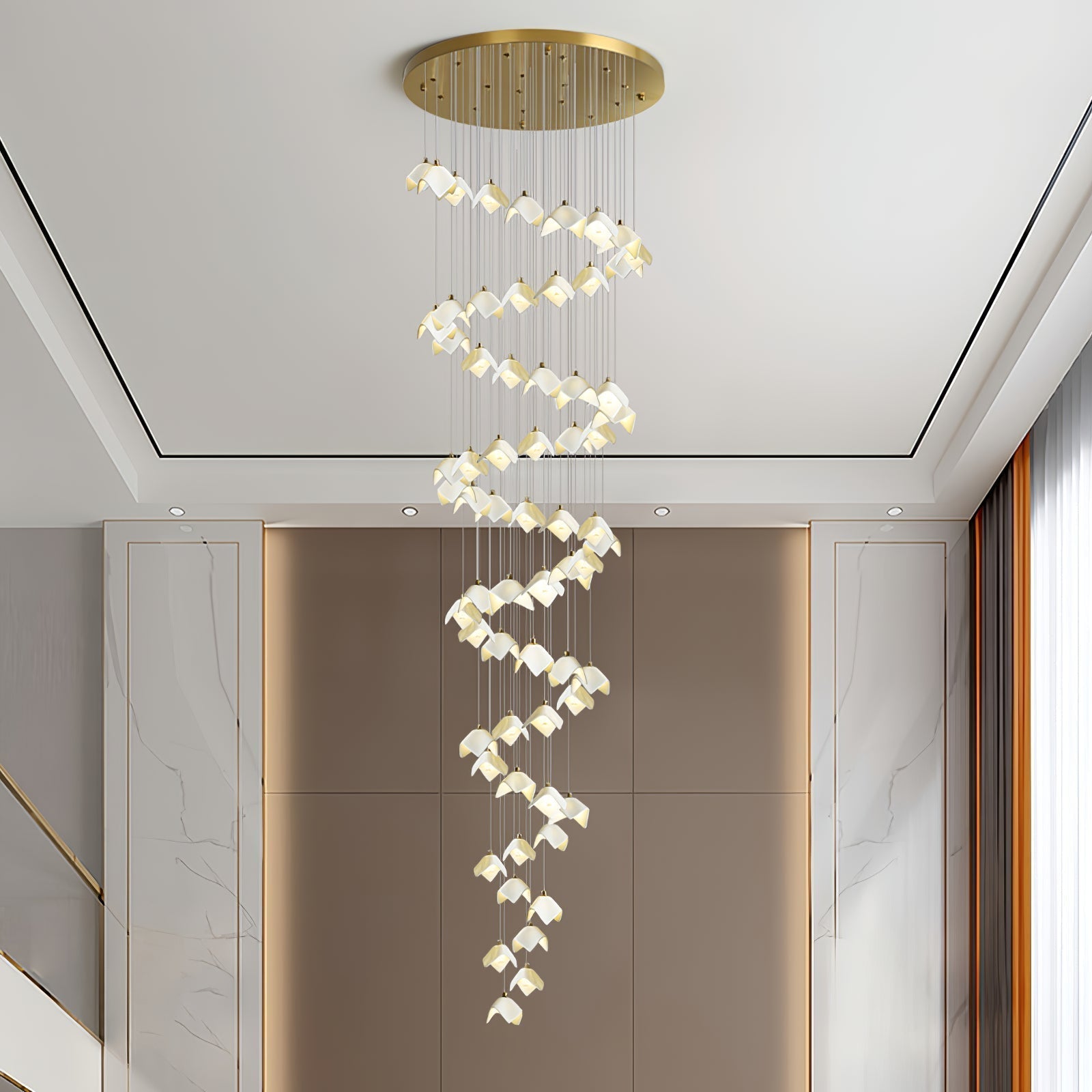 Cithayra Geometric Glass Brass Chandelier - Lamp Outdoor