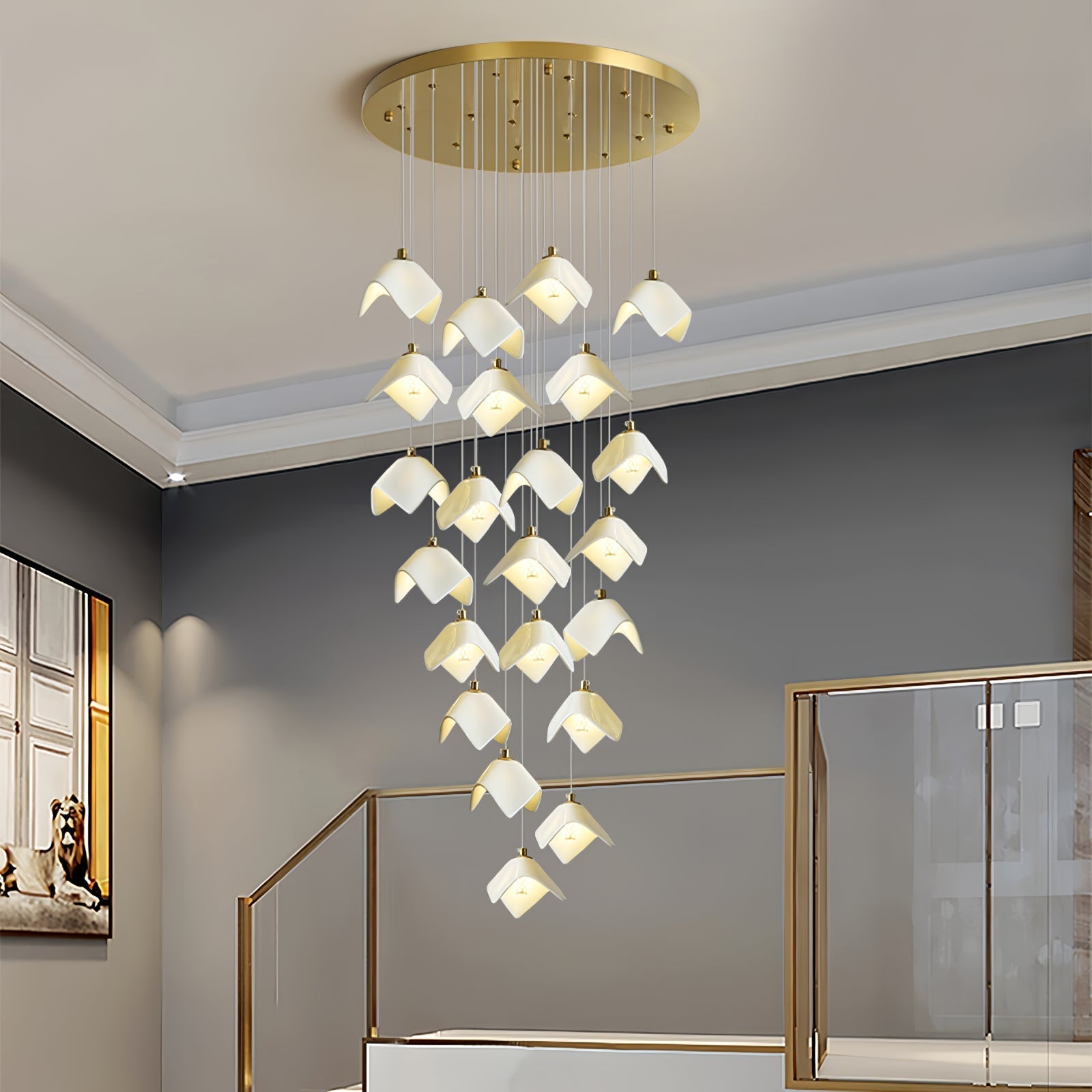 Cithayra Geometric Glass Brass Chandelier - Lamp Outdoor