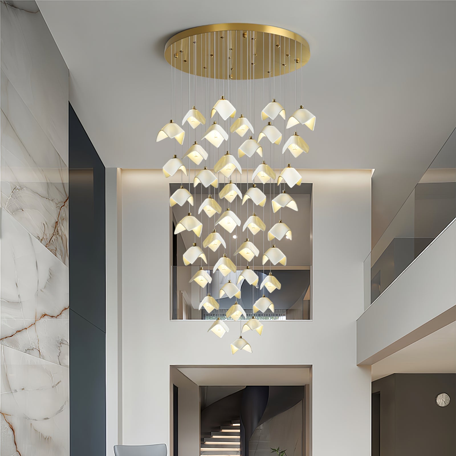 Cithayra Geometric Glass Brass Chandelier - Lamp Outdoor
