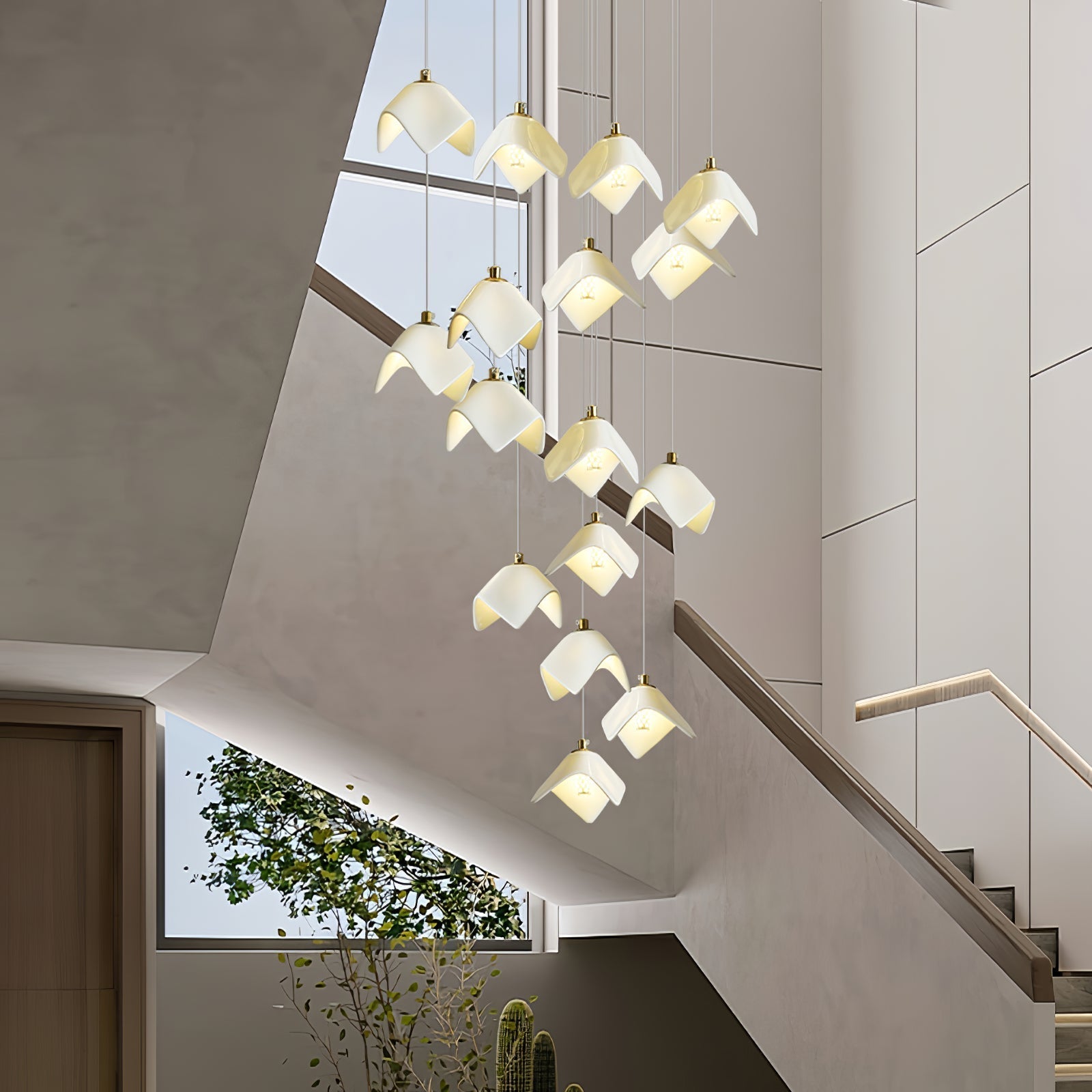 Cithayra Geometric Glass Brass Chandelier - Lamp Outdoor