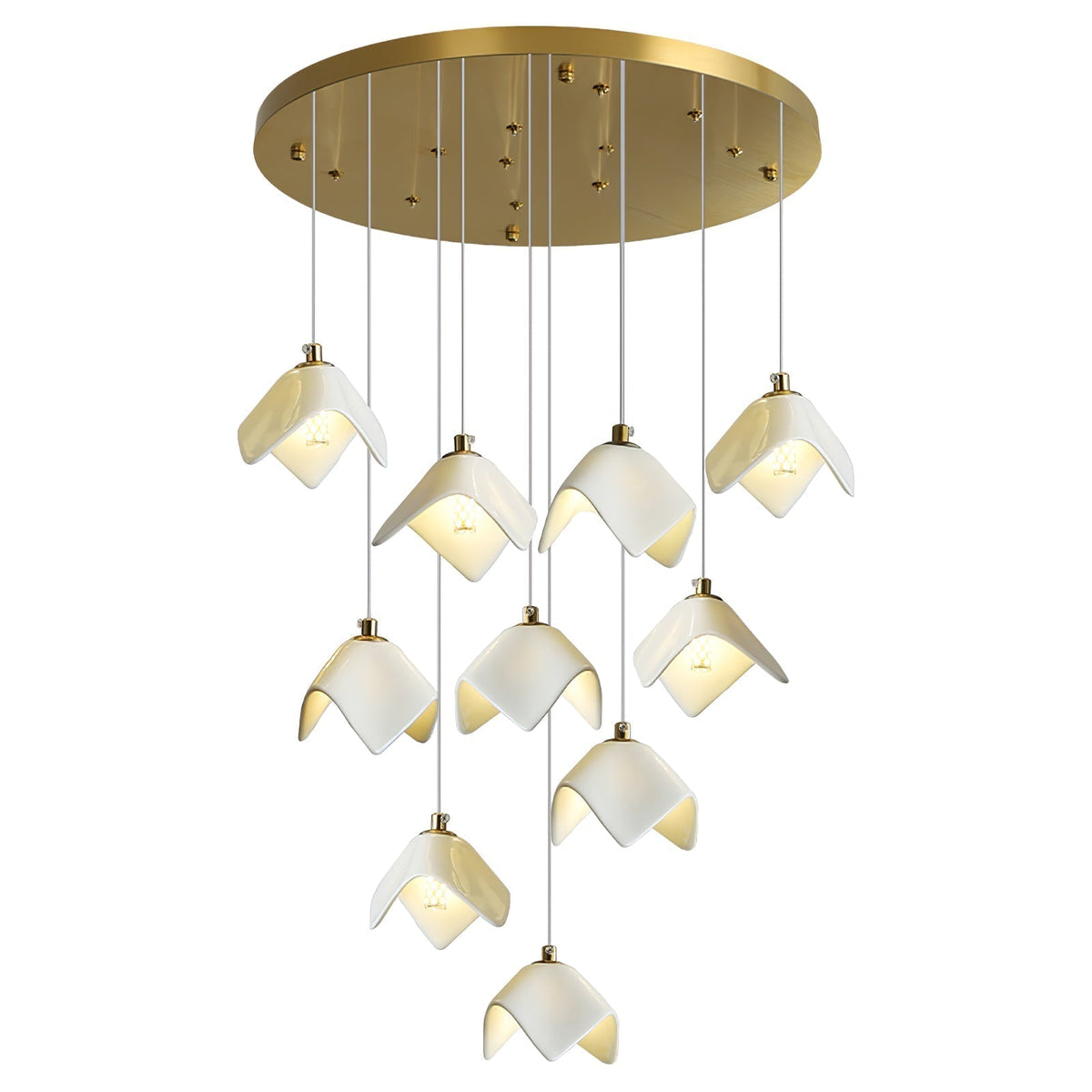 Cithayra Geometric Glass Brass Chandelier - Lamp Outdoor