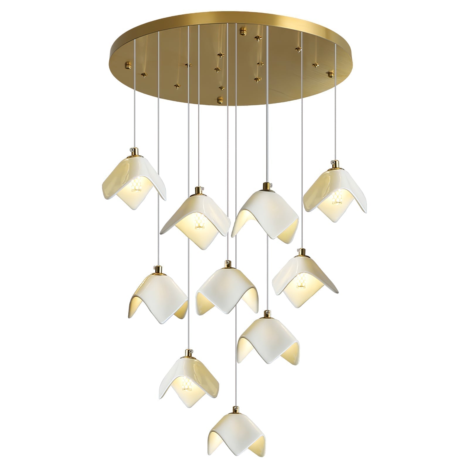 Cithayra Geometric Glass Brass Chandelier - Lamp Outdoor