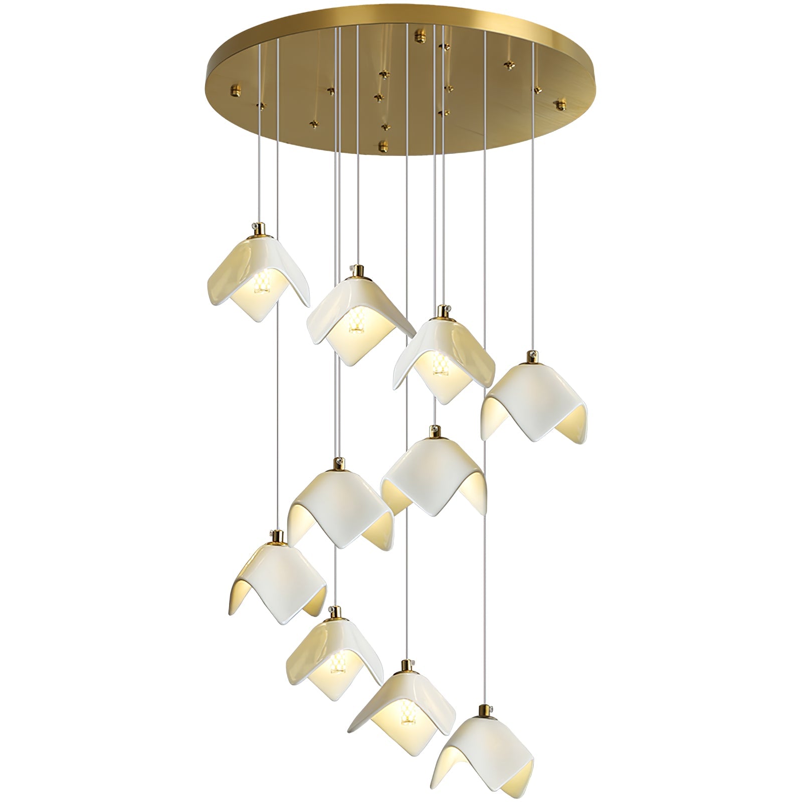 Cithayra Geometric Glass Brass Chandelier - Lamp Outdoor