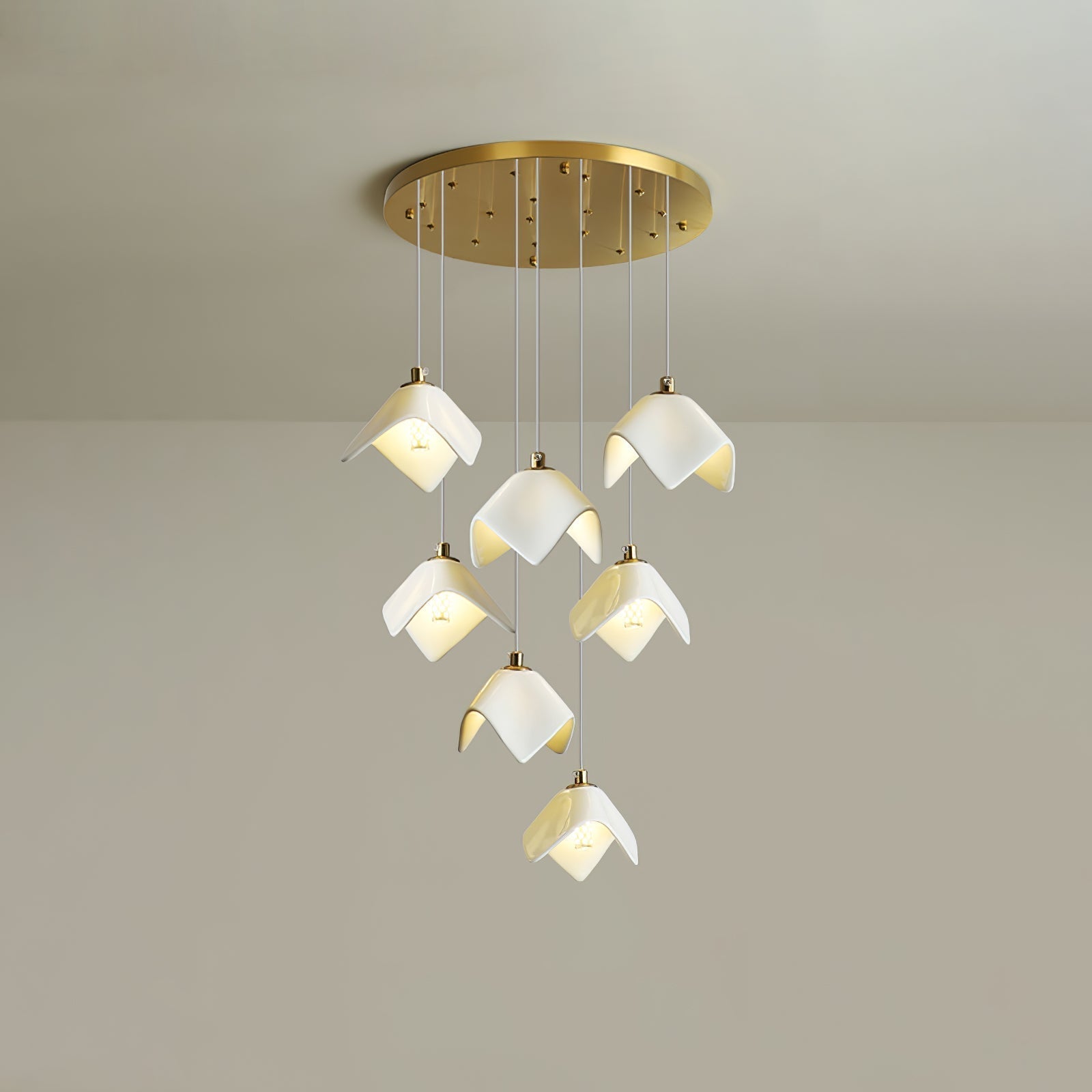 Cithayra Geometric Glass Brass Chandelier - Lamp Outdoor