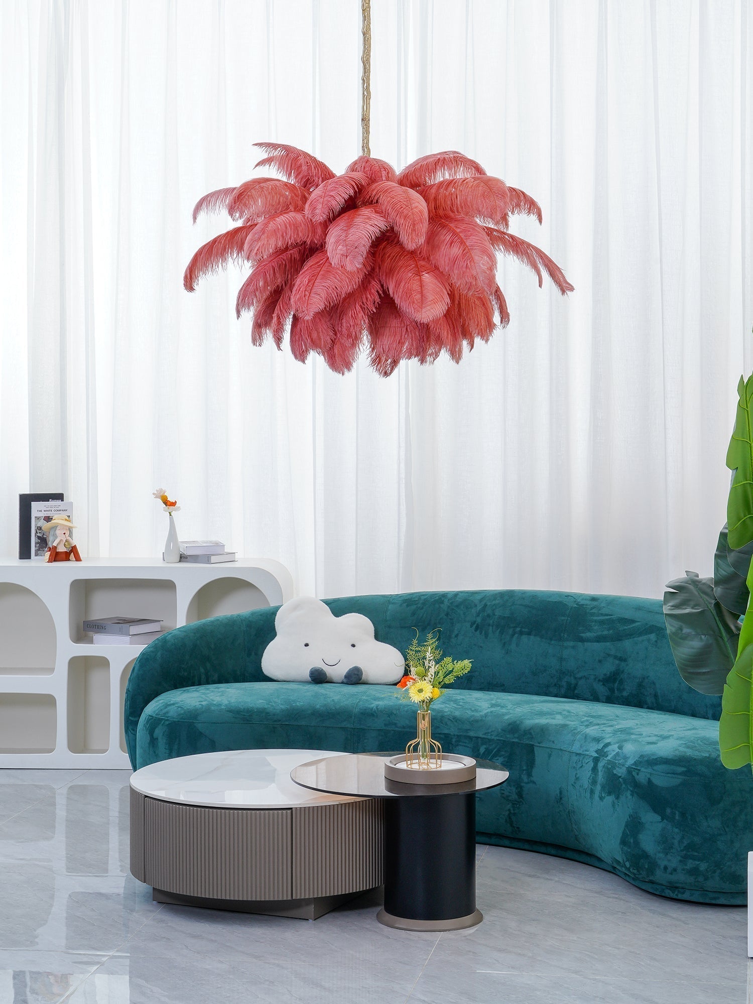 Ostrich Feather Chandelier - Lamp Outdoor