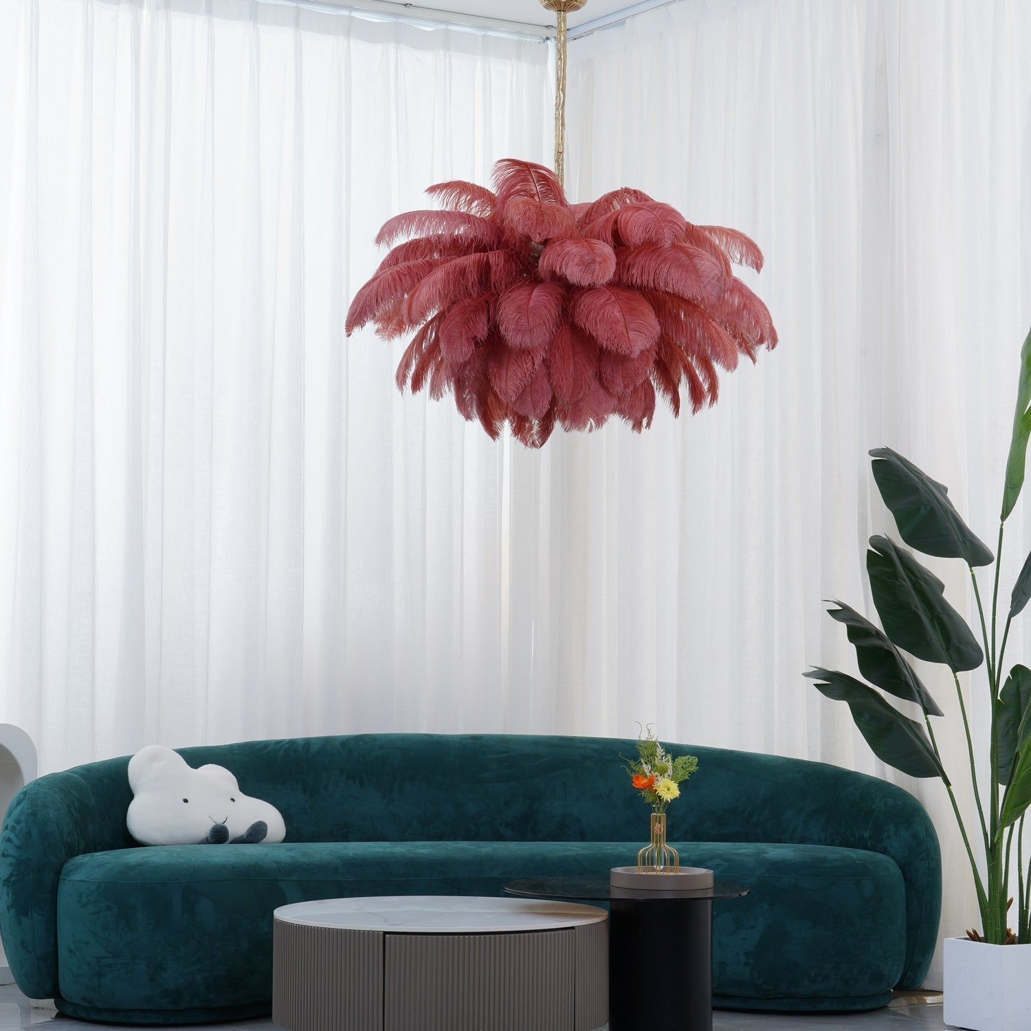 Ostrich Feather Chandelier - Lamp Outdoor