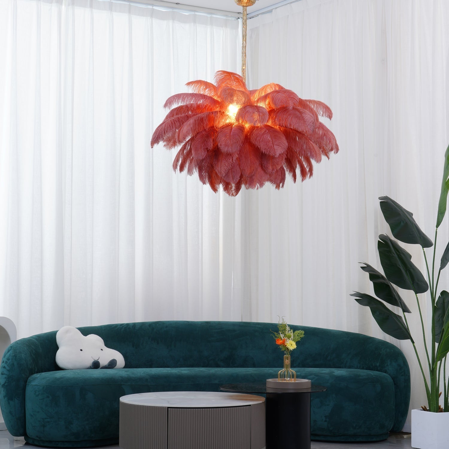 Ostrich Feather Chandelier - Lamp Outdoor