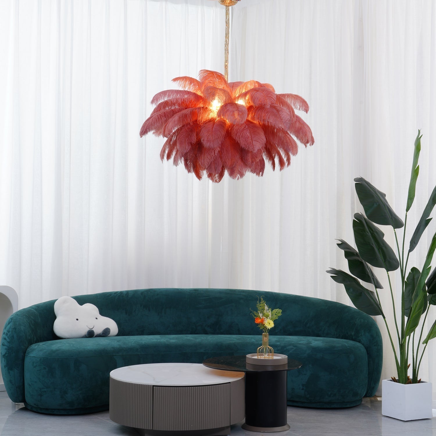 Ostrich Feather Chandelier - Lamp Outdoor