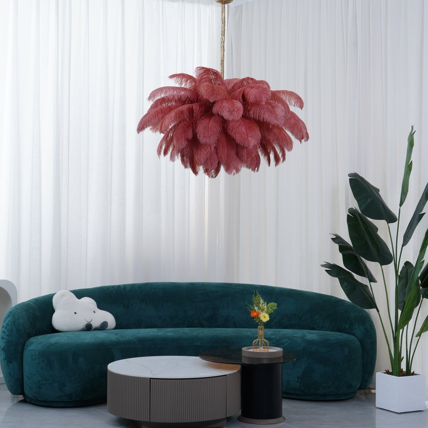 Ostrich Feather Chandelier - Lamp Outdoor