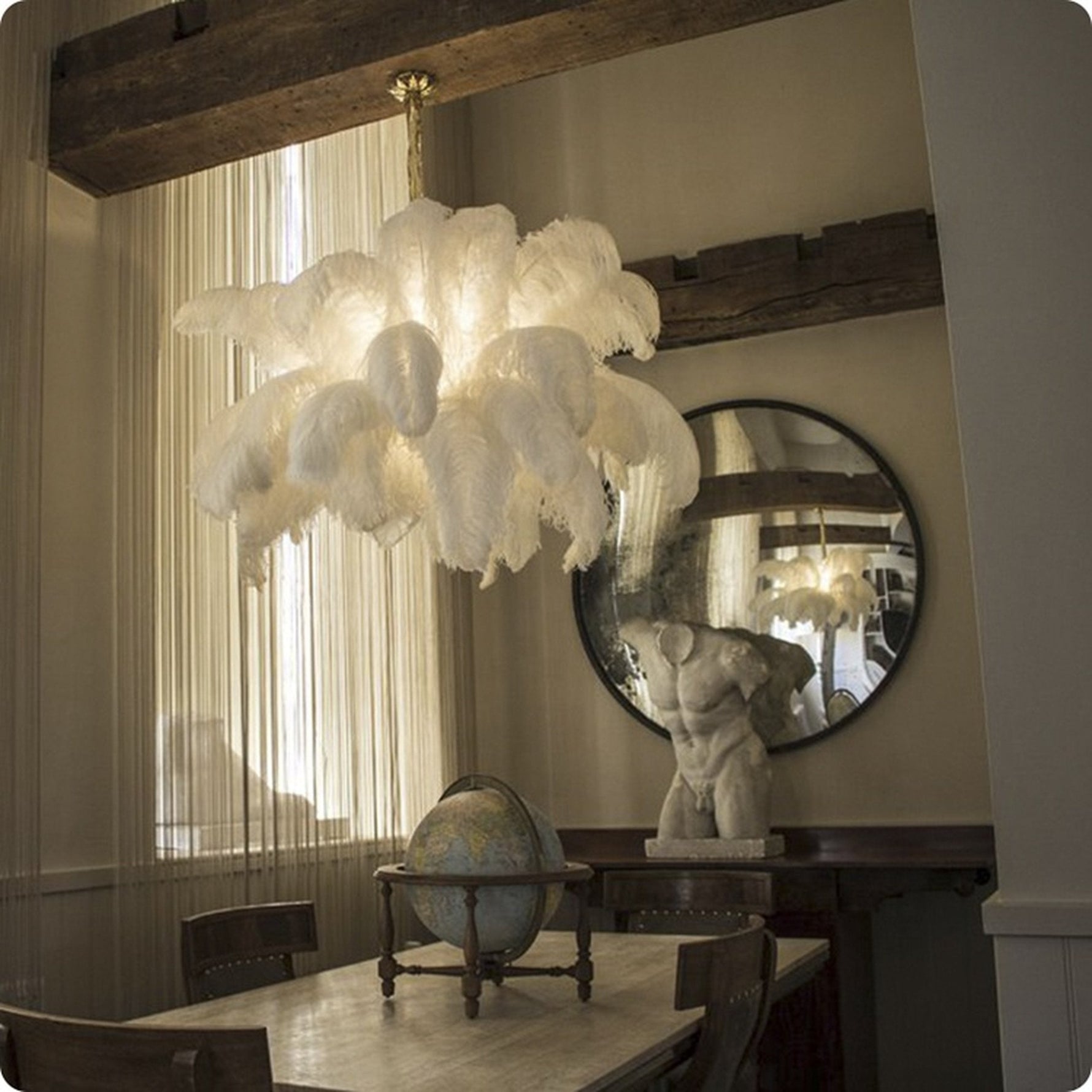 Ostrich Feather Chandelier - Lamp Outdoor