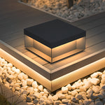 Square LED Hardwired/Solar Outdoor Pier Mount Lantern Post Light Black - Lamp Outdoor