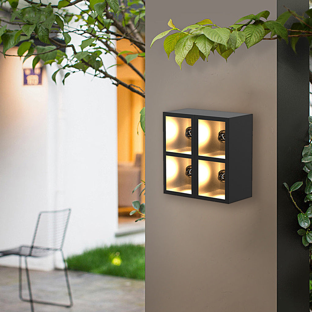 Waterproof Creative Square Combination LED Black Wall Lamp with Flowerpot - Lamp Outdoor