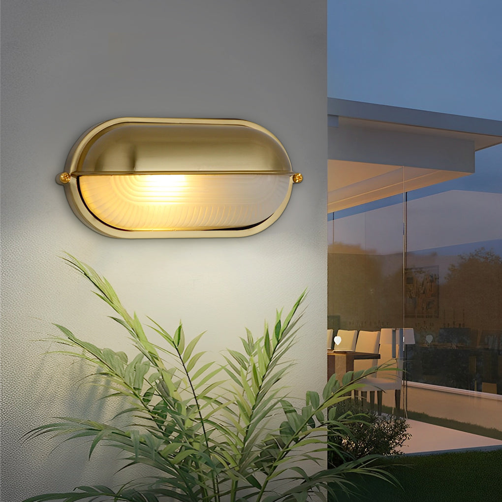 Round Oval Cast Aluminum Glass Waterproof Retro Industrial Wall Lamp - Lamp Outdoor