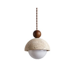 Vaire Pendant Light Travertine Dome Glass - Lamp Outdoor