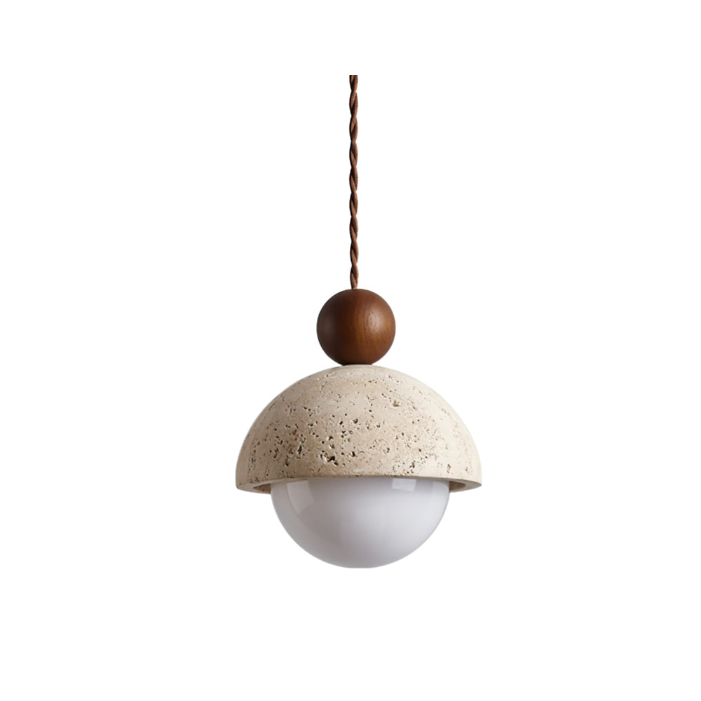 Vaire Pendant Light Travertine Dome Glass - Lamp Outdoor