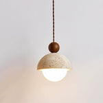 Vaire Pendant Light Travertine Dome Glass - Lamp Outdoor
