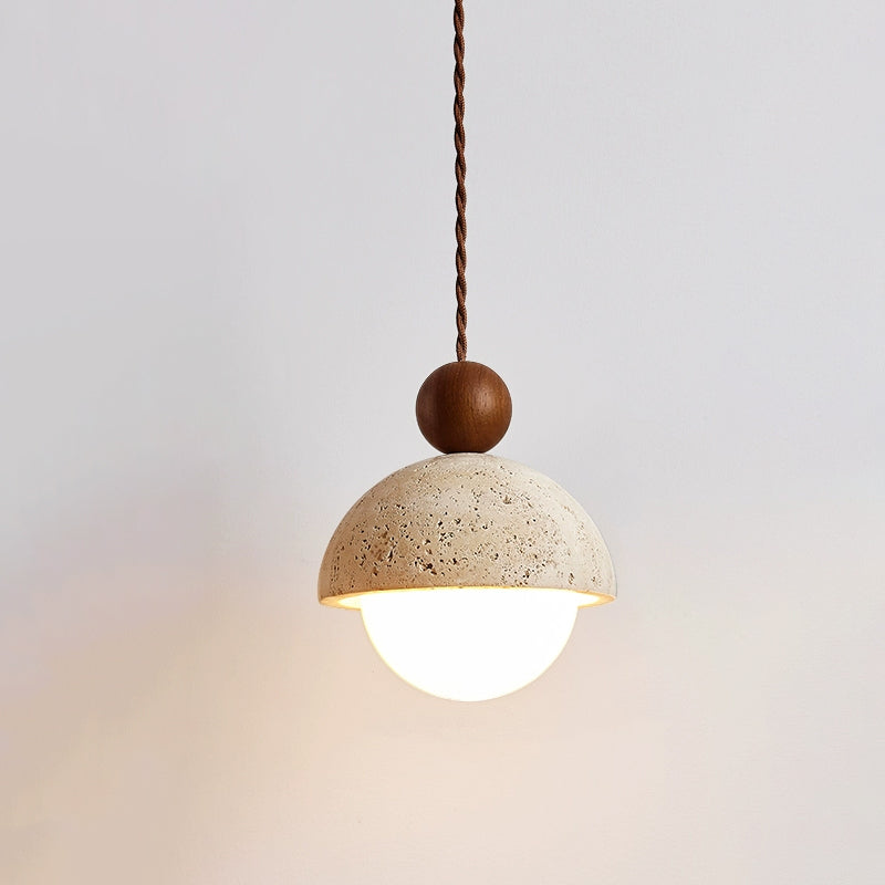 Vaire Pendant Light Travertine Dome Glass - Lamp Outdoor