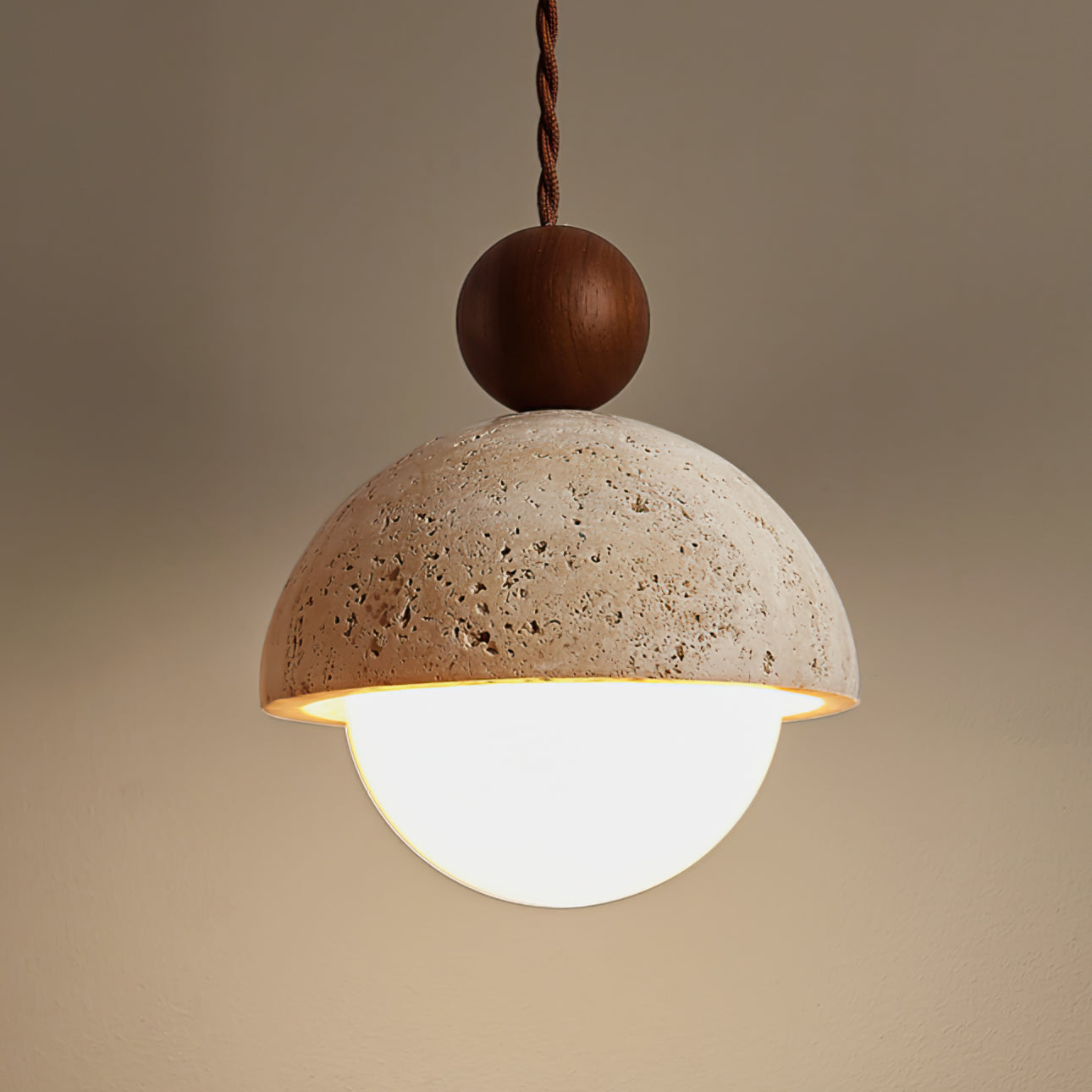Vaire Pendant Light Travertine Dome Glass - Lamp Outdoor