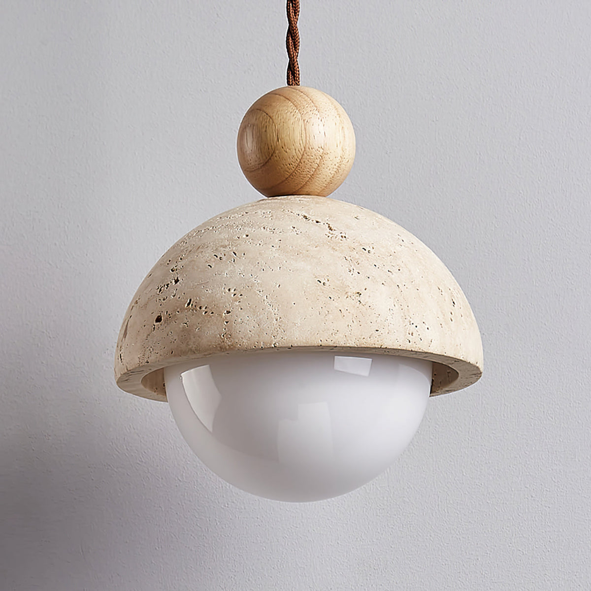 Vaire Pendant Light Travertine Dome Glass - Lamp Outdoor