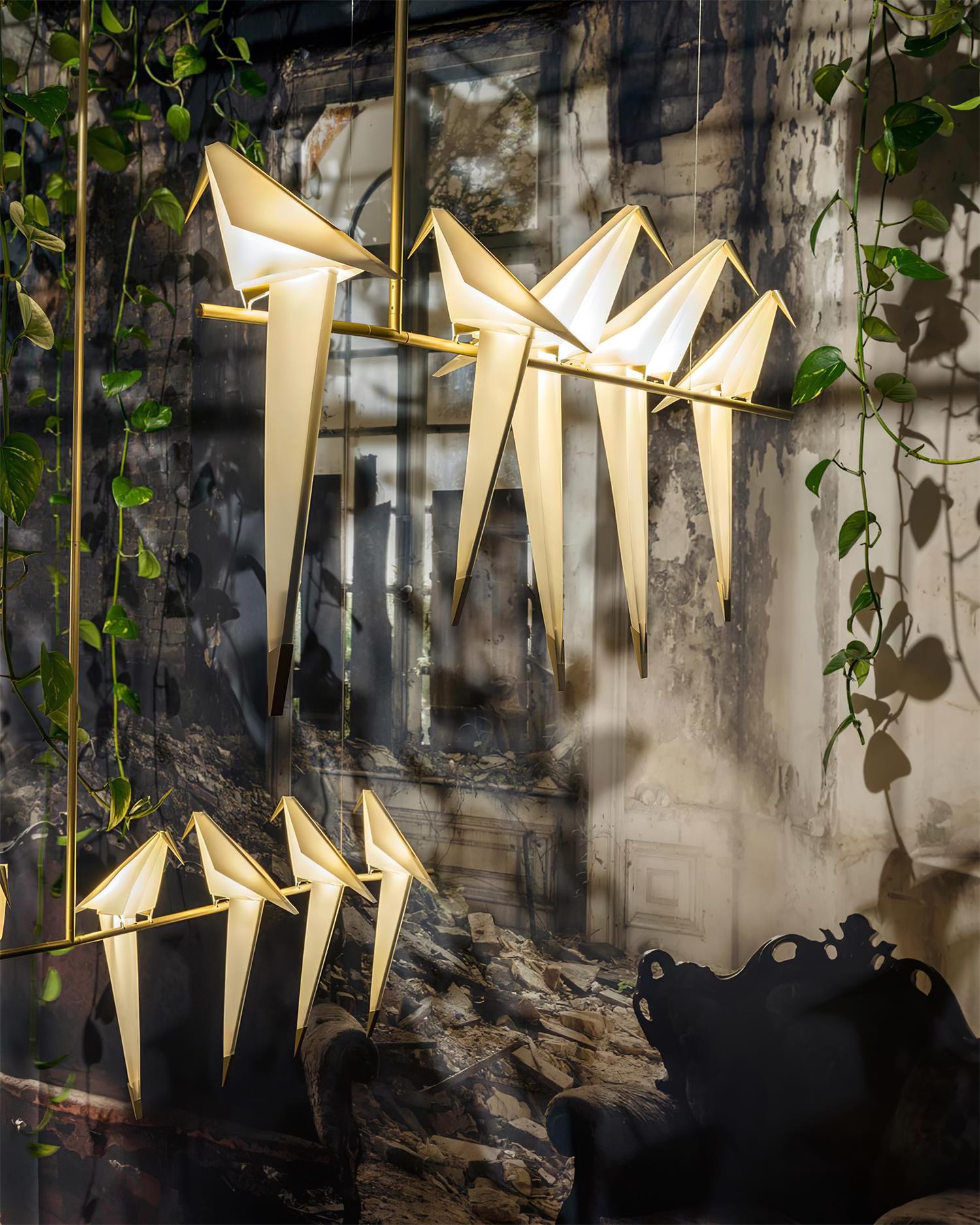 Paper Crane Bird LED Chandelier - Lamp Outdoor
